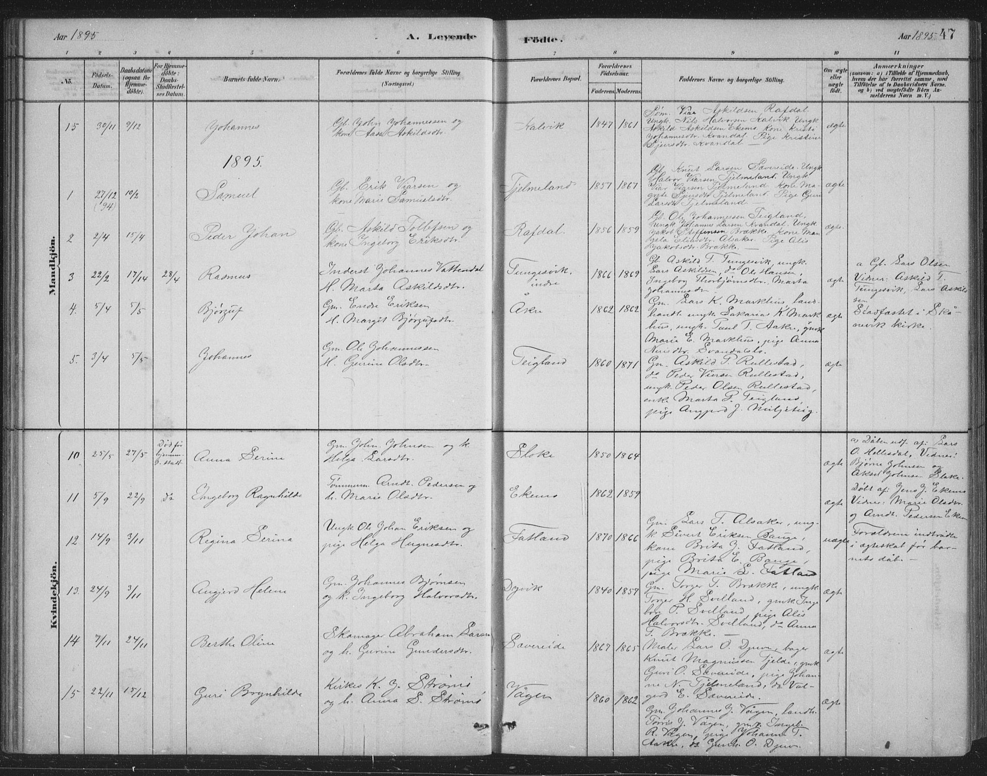 Skånevik sokneprestembete, SAB/A-77801/H/Hab: Parish register (copy) no. B 2, 1881-1920, p. 47