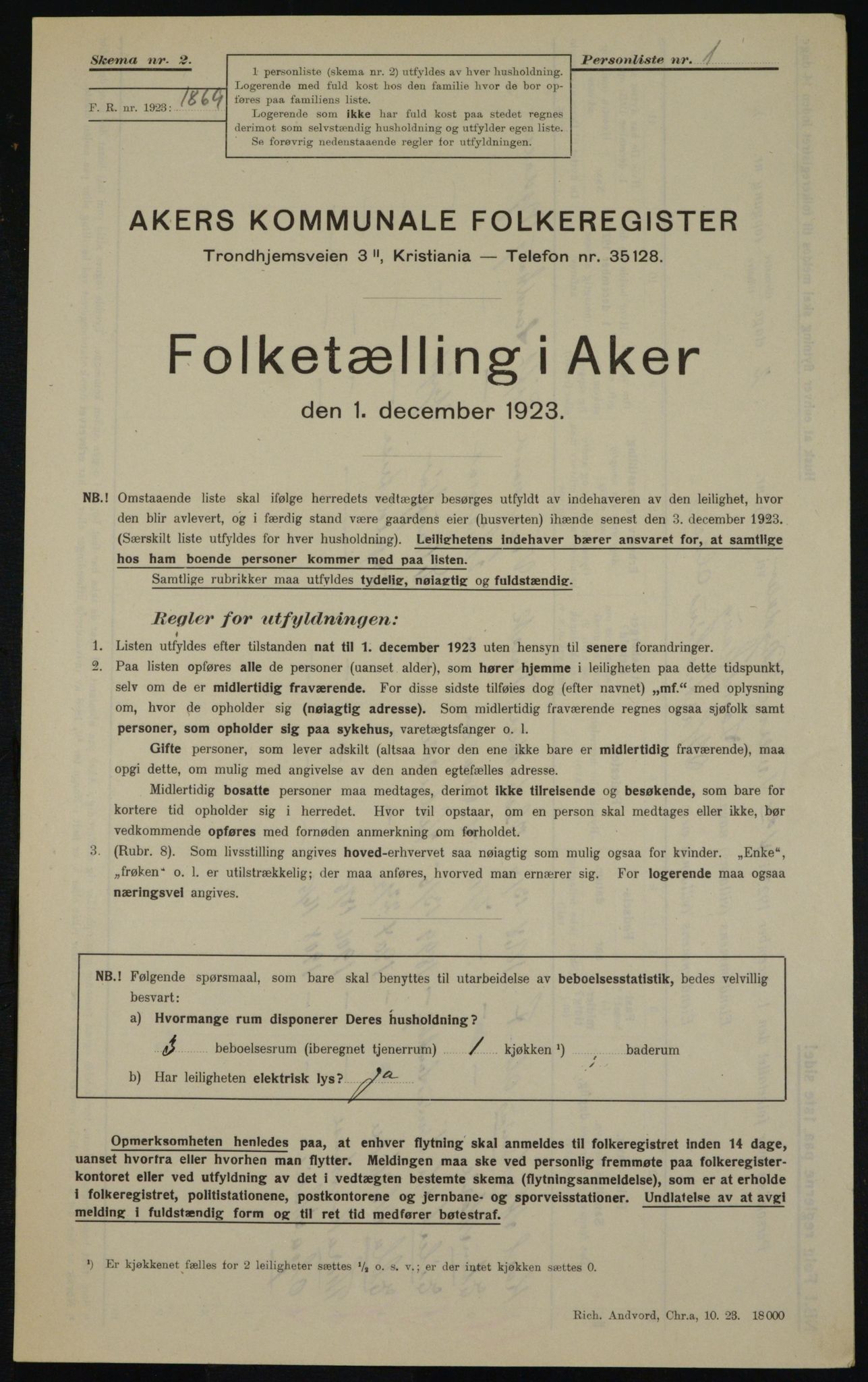 , Municipal Census 1923 for Aker, 1923, p. 20140