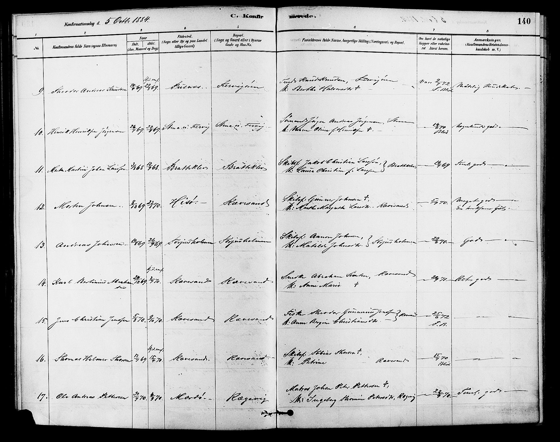 Tromøy sokneprestkontor, SAK/1111-0041/F/Fa/L0009: Parish register (official) no. A 9, 1878-1896, p. 140
