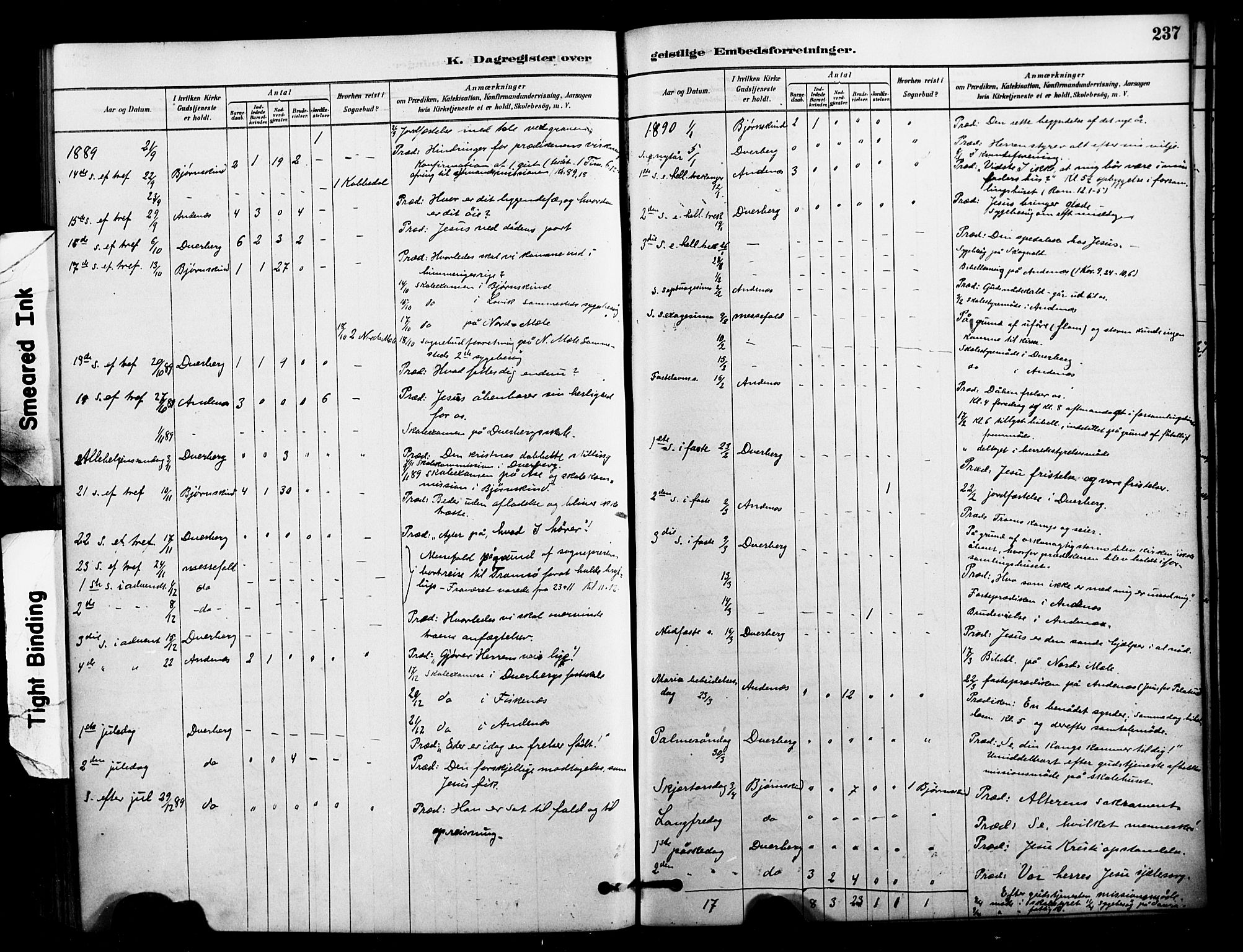 Ministerialprotokoller, klokkerbøker og fødselsregistre - Nordland, AV/SAT-A-1459/897/L1399: Parish register (official) no. 897C06, 1881-1896, p. 237