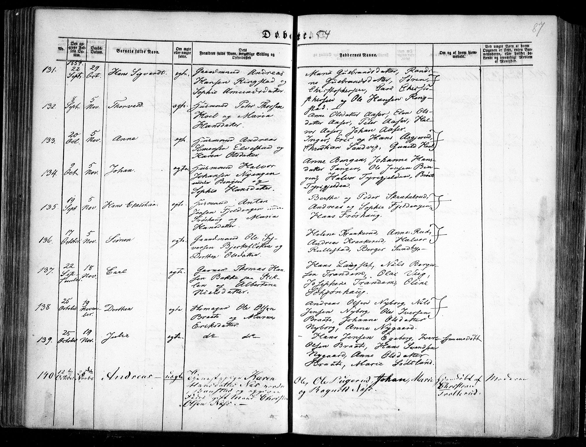 Trøgstad prestekontor Kirkebøker, SAO/A-10925/F/Fa/L0007: Parish register (official) no. I 7, 1845-1854, p. 87