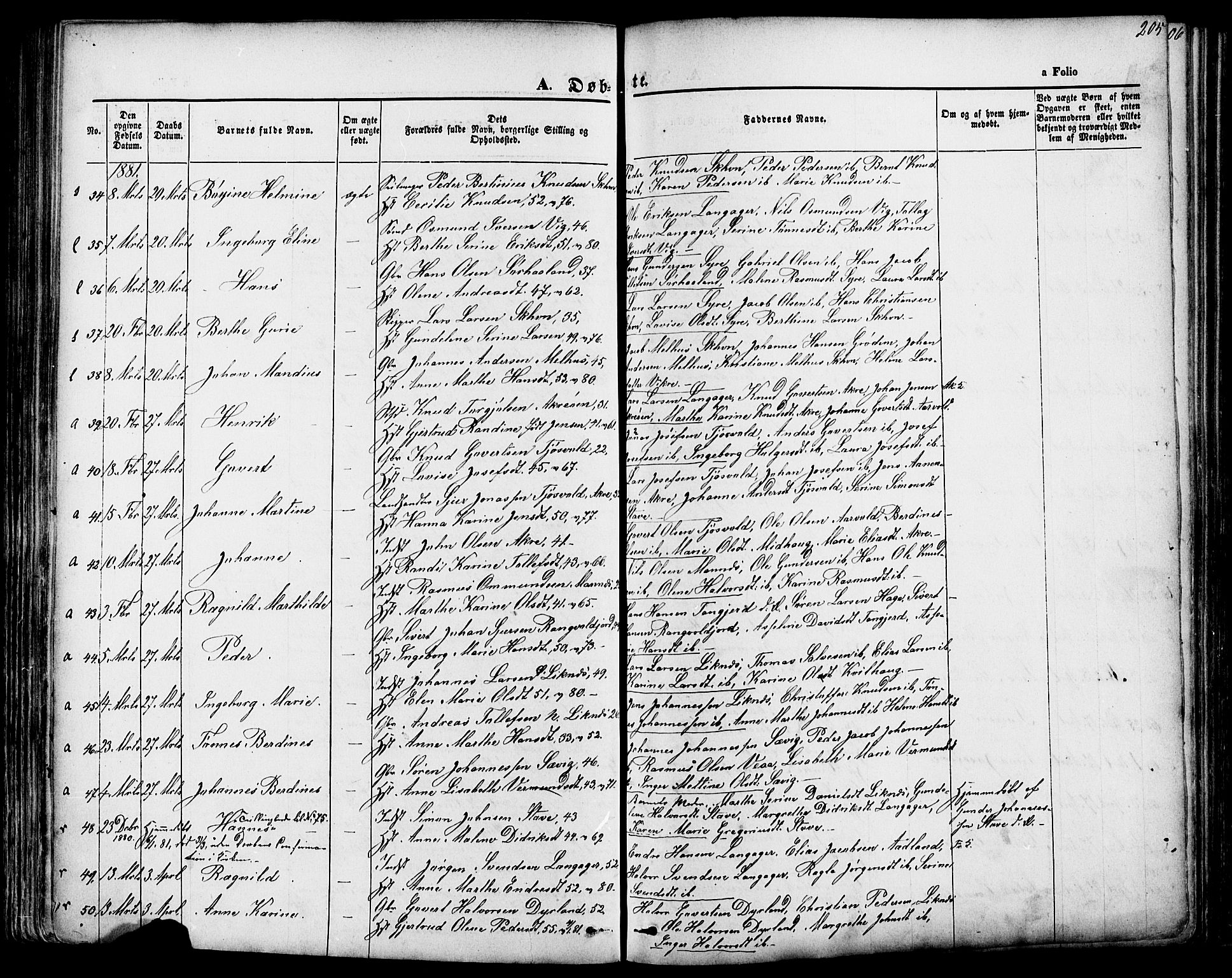 Skudenes sokneprestkontor, SAST/A -101849/H/Ha/Haa/L0006: Parish register (official) no. A 4, 1864-1881, p. 205