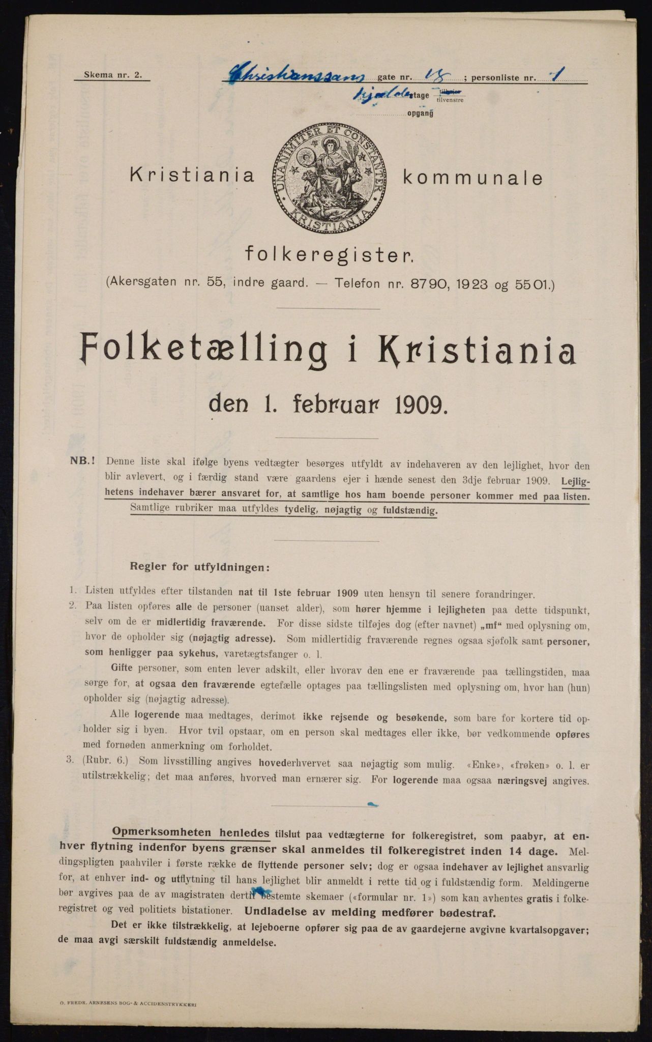 OBA, Municipal Census 1909 for Kristiania, 1909, p. 49951