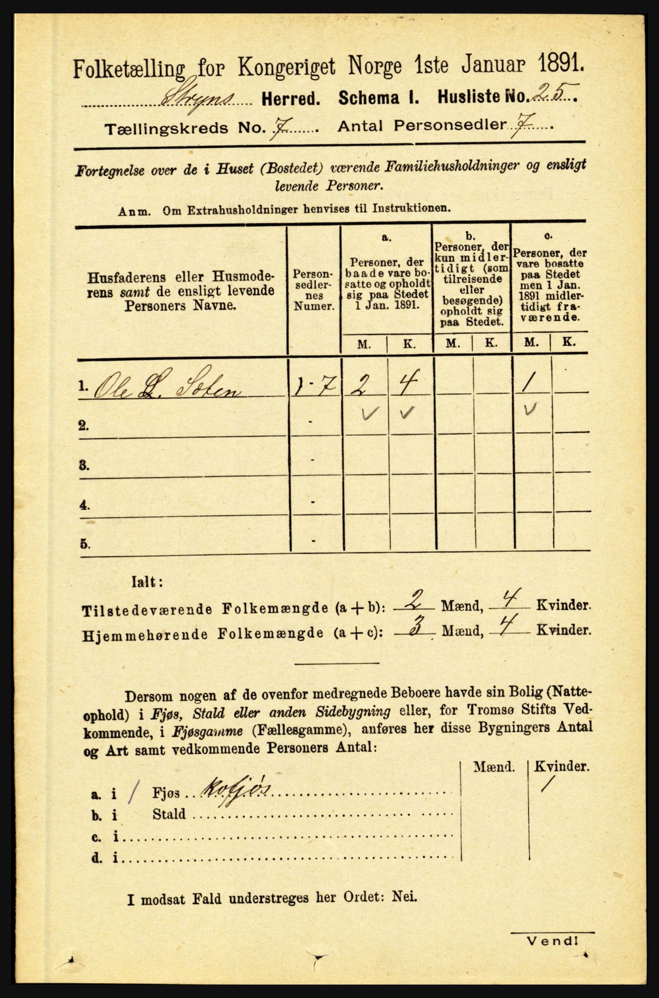 RA, 1891 census for 1448 Stryn, 1891, p. 2797