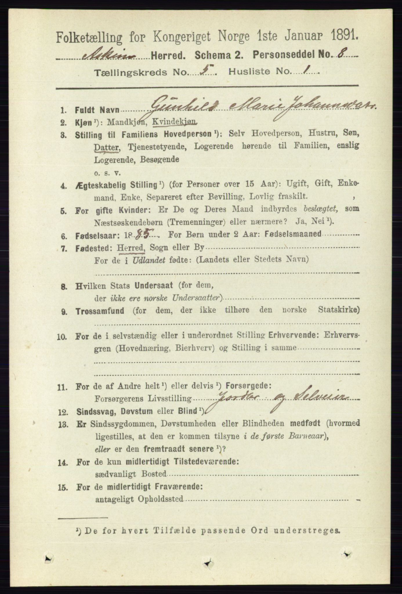 RA, 1891 census for 0124 Askim, 1891, p. 610