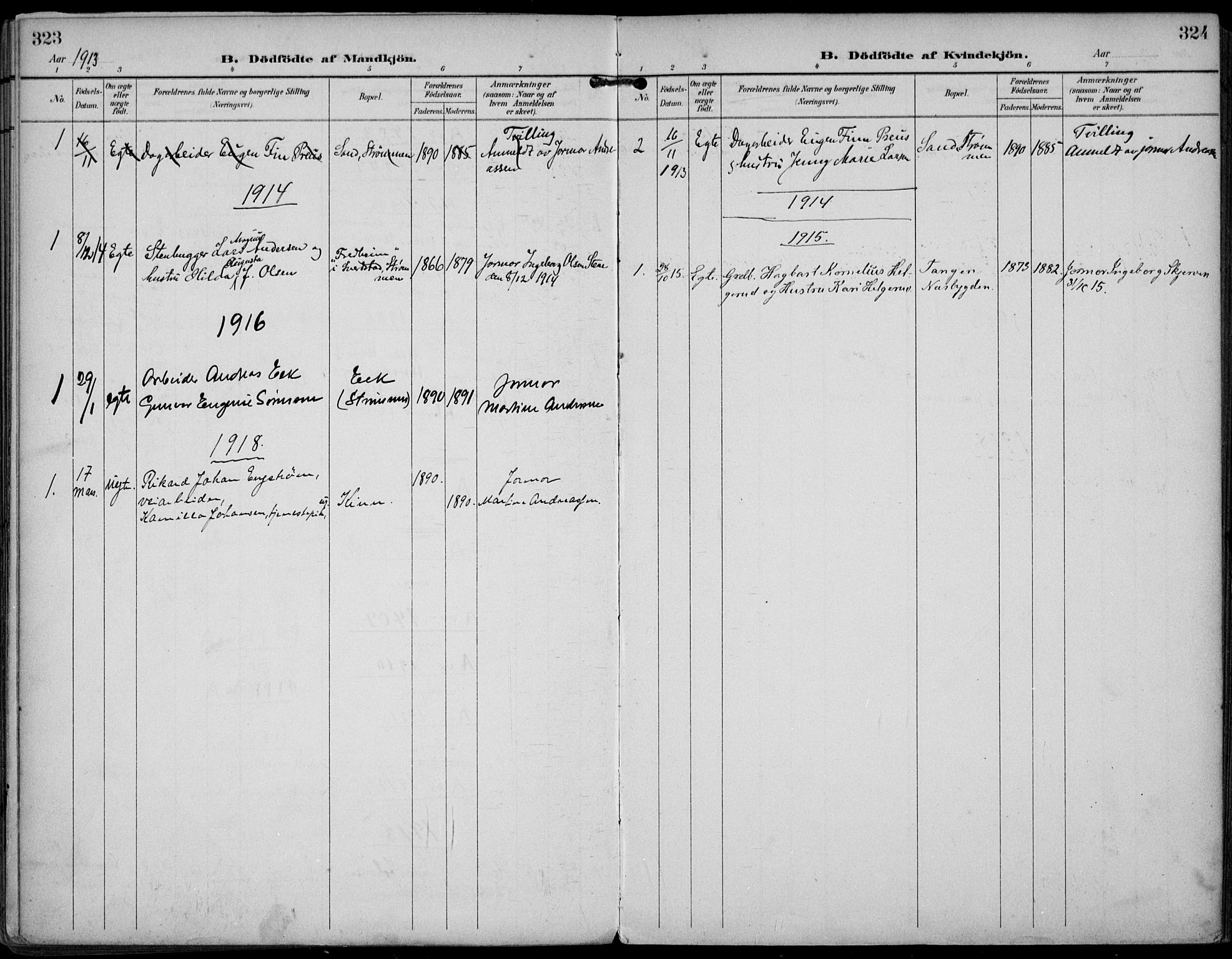 Strømm kirkebøker, AV/SAKO-A-322/F/Fa/L0005: Parish register (official) no. I 5, 1898-1919, p. 323-324