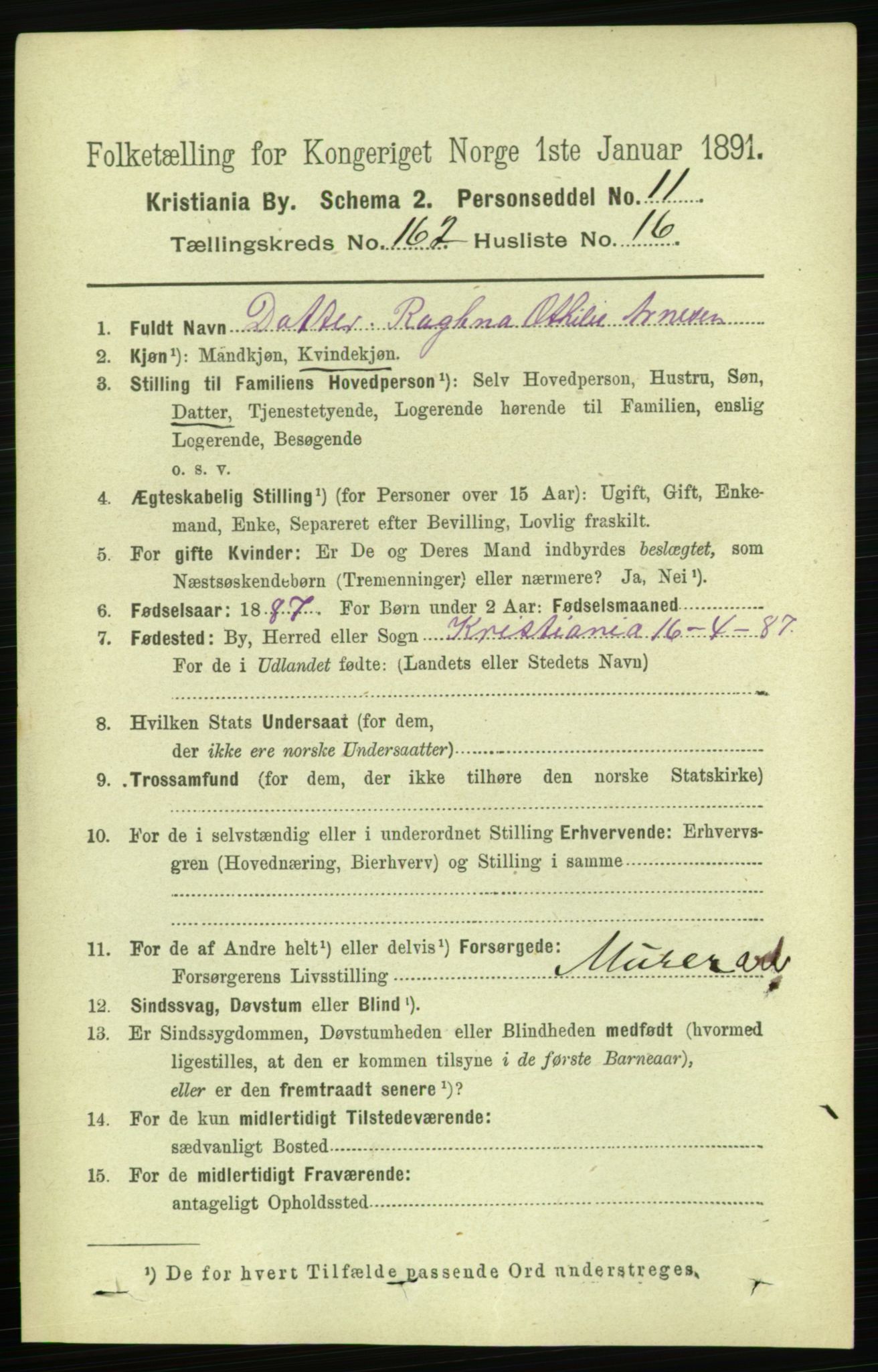 RA, 1891 census for 0301 Kristiania, 1891, p. 93391