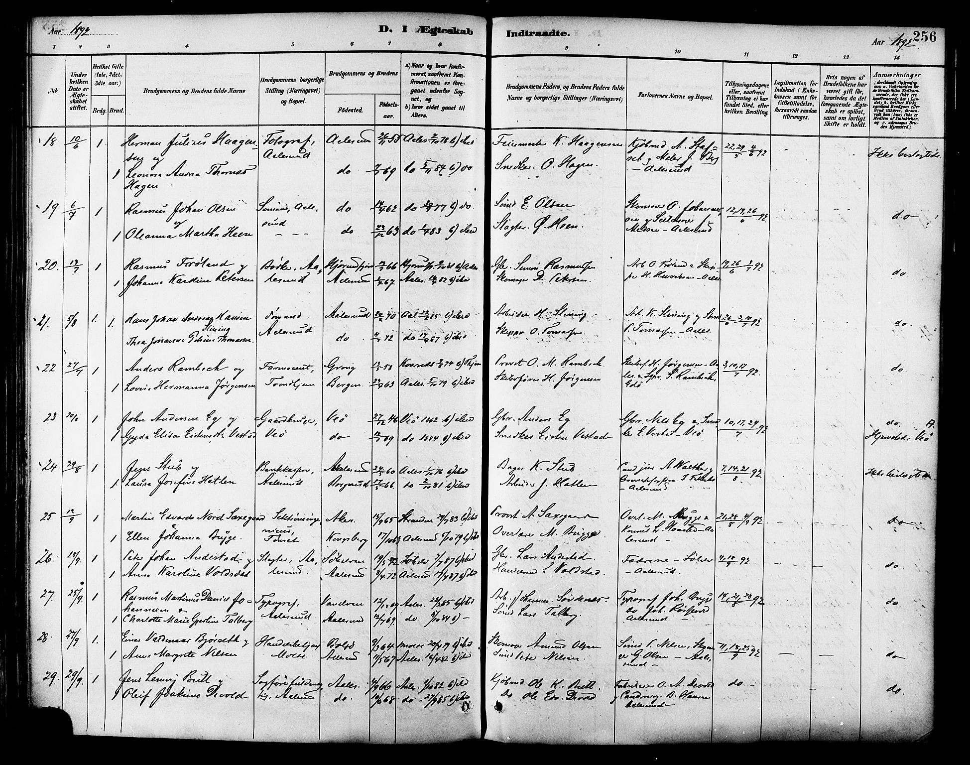 Ministerialprotokoller, klokkerbøker og fødselsregistre - Møre og Romsdal, SAT/A-1454/529/L0455: Parish register (official) no. 529A05, 1885-1893, p. 256