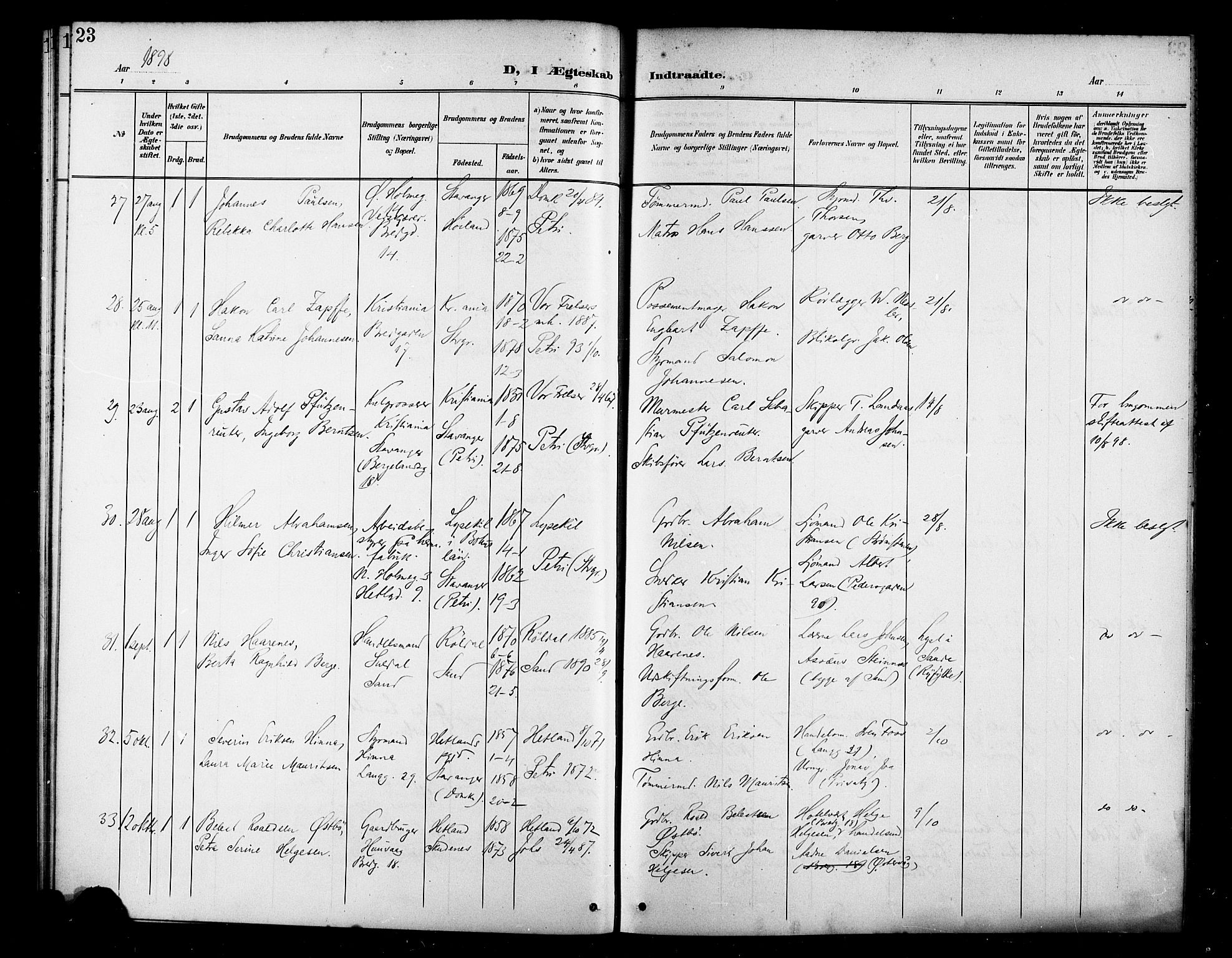 St. Petri sokneprestkontor, AV/SAST-A-101813/001/30/30BB/L0007: Parish register (copy) no. B 7, 1895-1902, p. 23