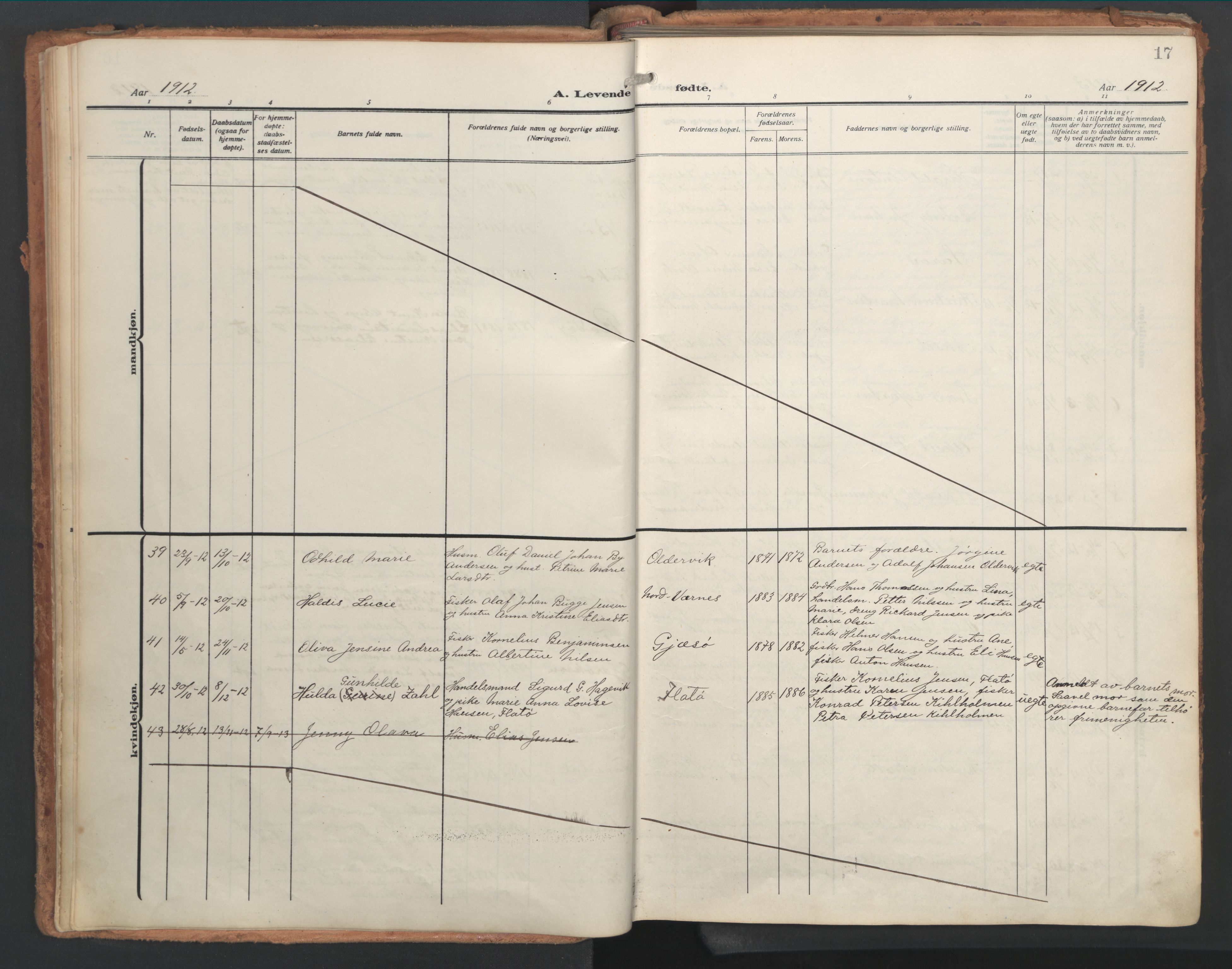 Ministerialprotokoller, klokkerbøker og fødselsregistre - Nordland, AV/SAT-A-1459/841/L0614: Parish register (official) no. 841A17, 1911-1925, p. 17