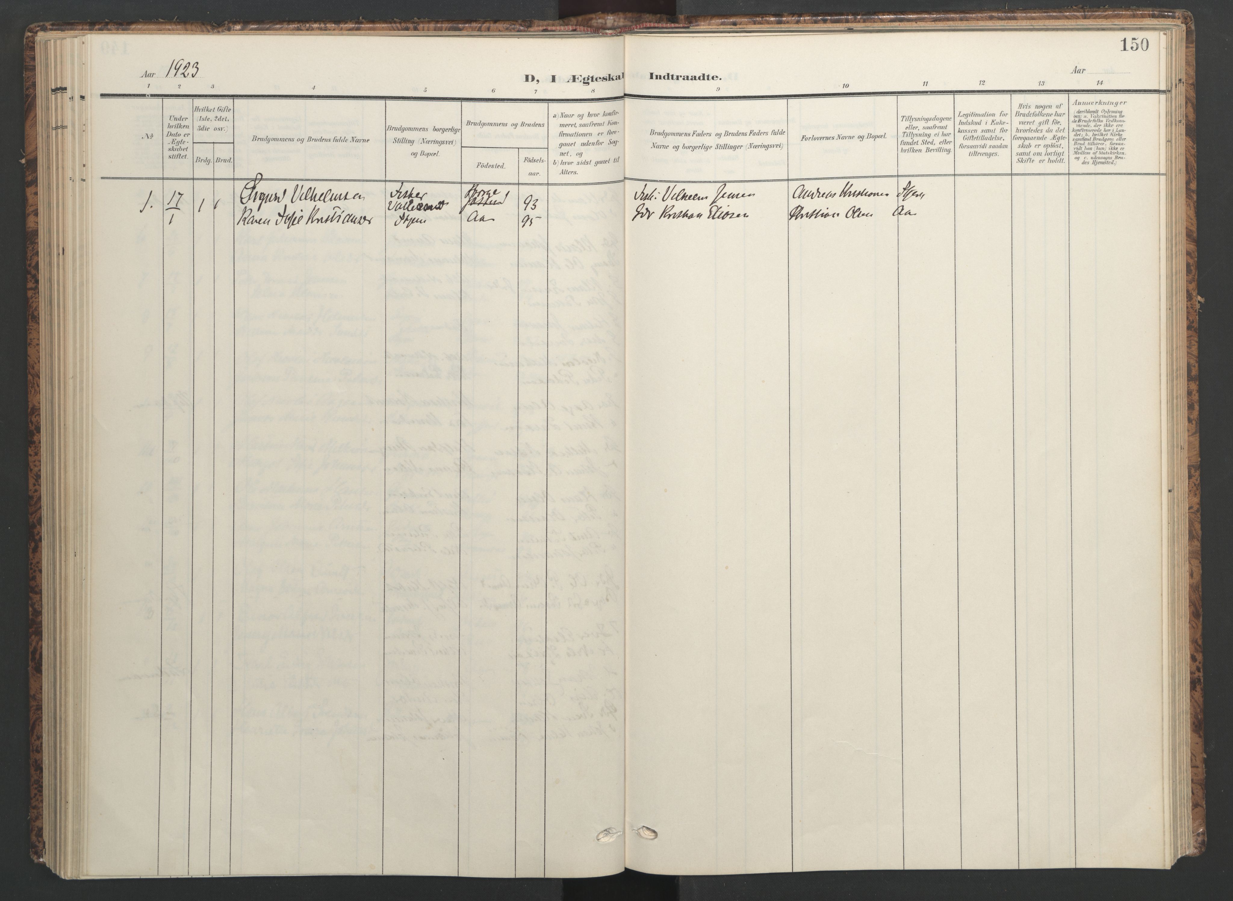 Ministerialprotokoller, klokkerbøker og fødselsregistre - Sør-Trøndelag, SAT/A-1456/655/L0682: Parish register (official) no. 655A11, 1908-1922, p. 150