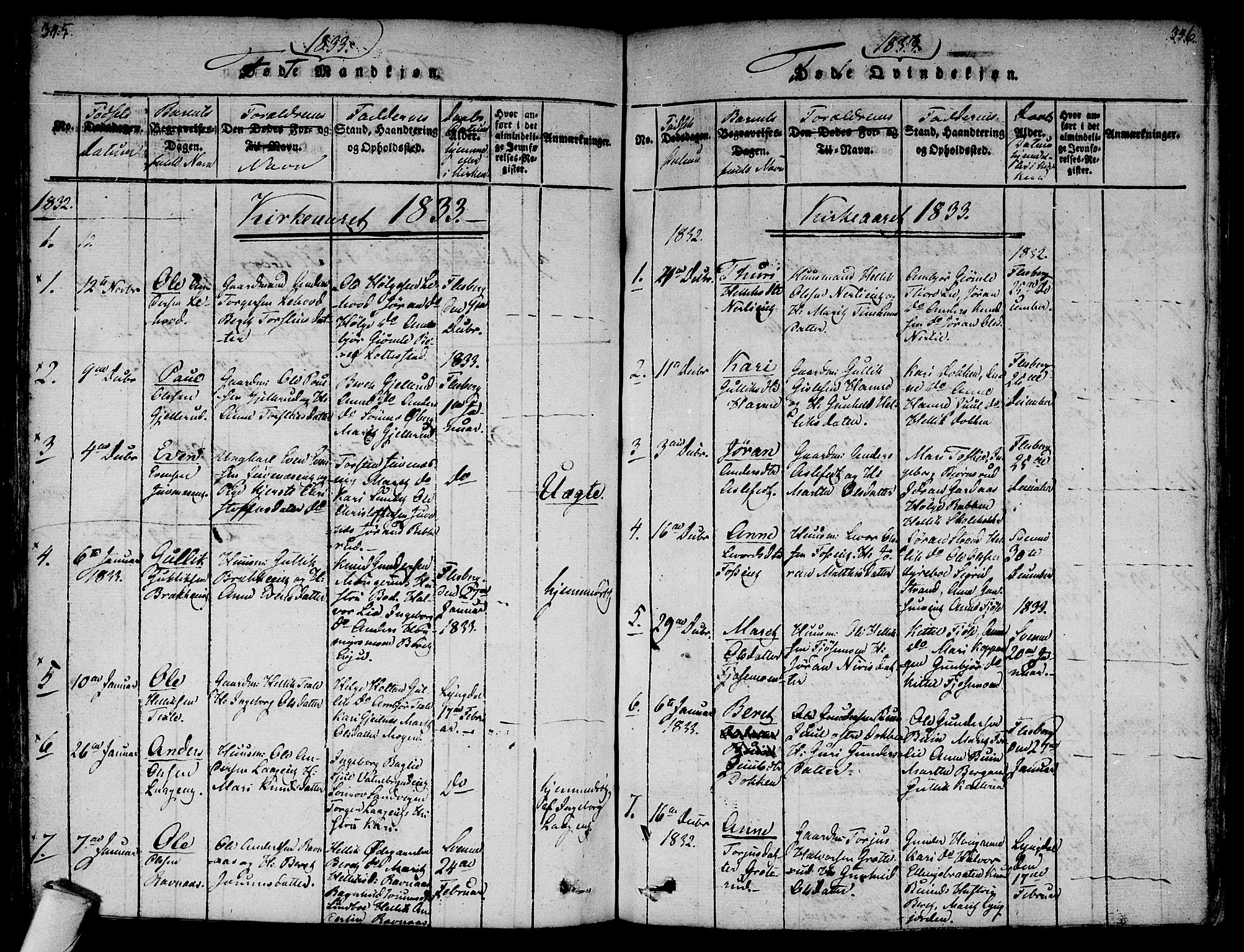 Flesberg kirkebøker, AV/SAKO-A-18/F/Fa/L0005: Parish register (official) no. I 5, 1816-1834, p. 345-346