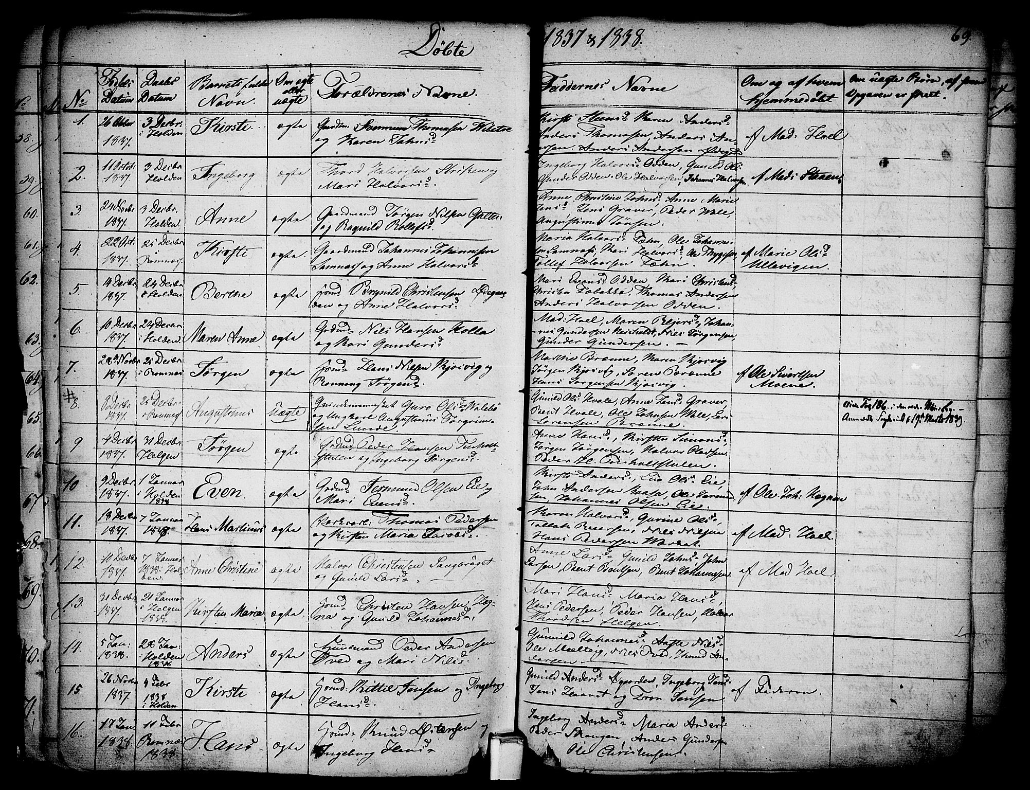 Holla kirkebøker, SAKO/A-272/F/Fa/L0004: Parish register (official) no. 4, 1830-1848, p. 69