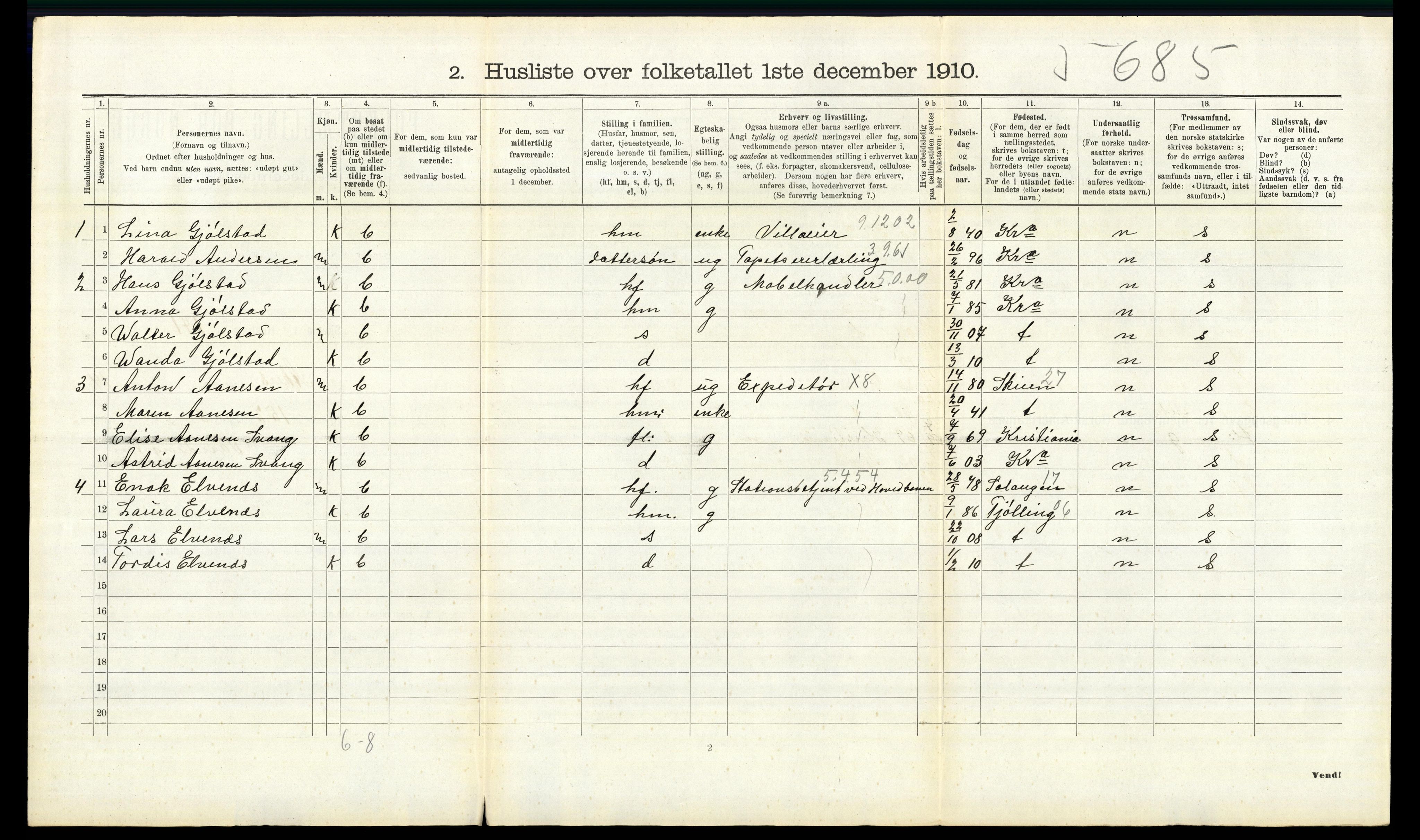 RA, 1910 census for Aker, 1910, p. 4650