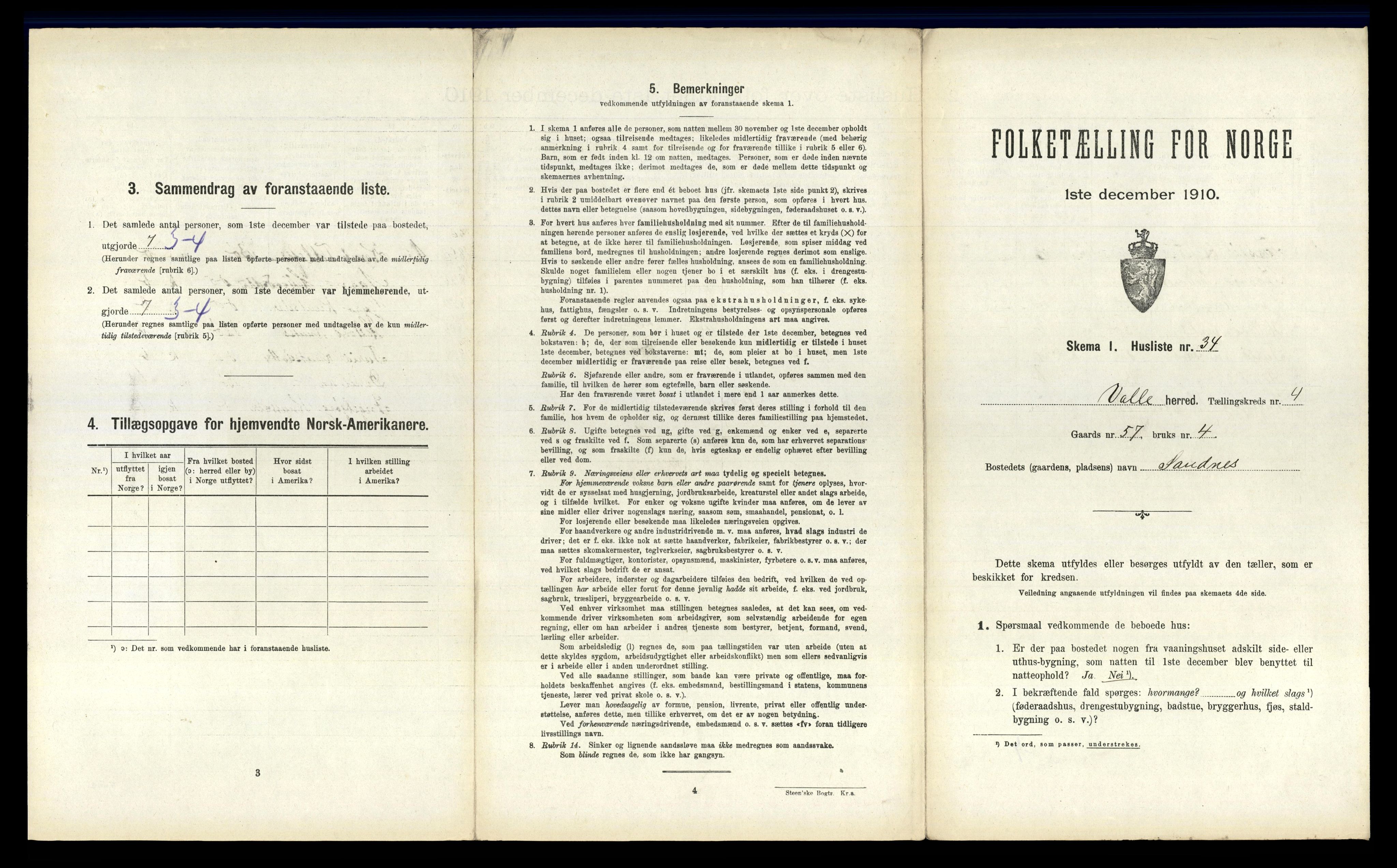 RA, 1910 census for Valle, 1910, p. 387