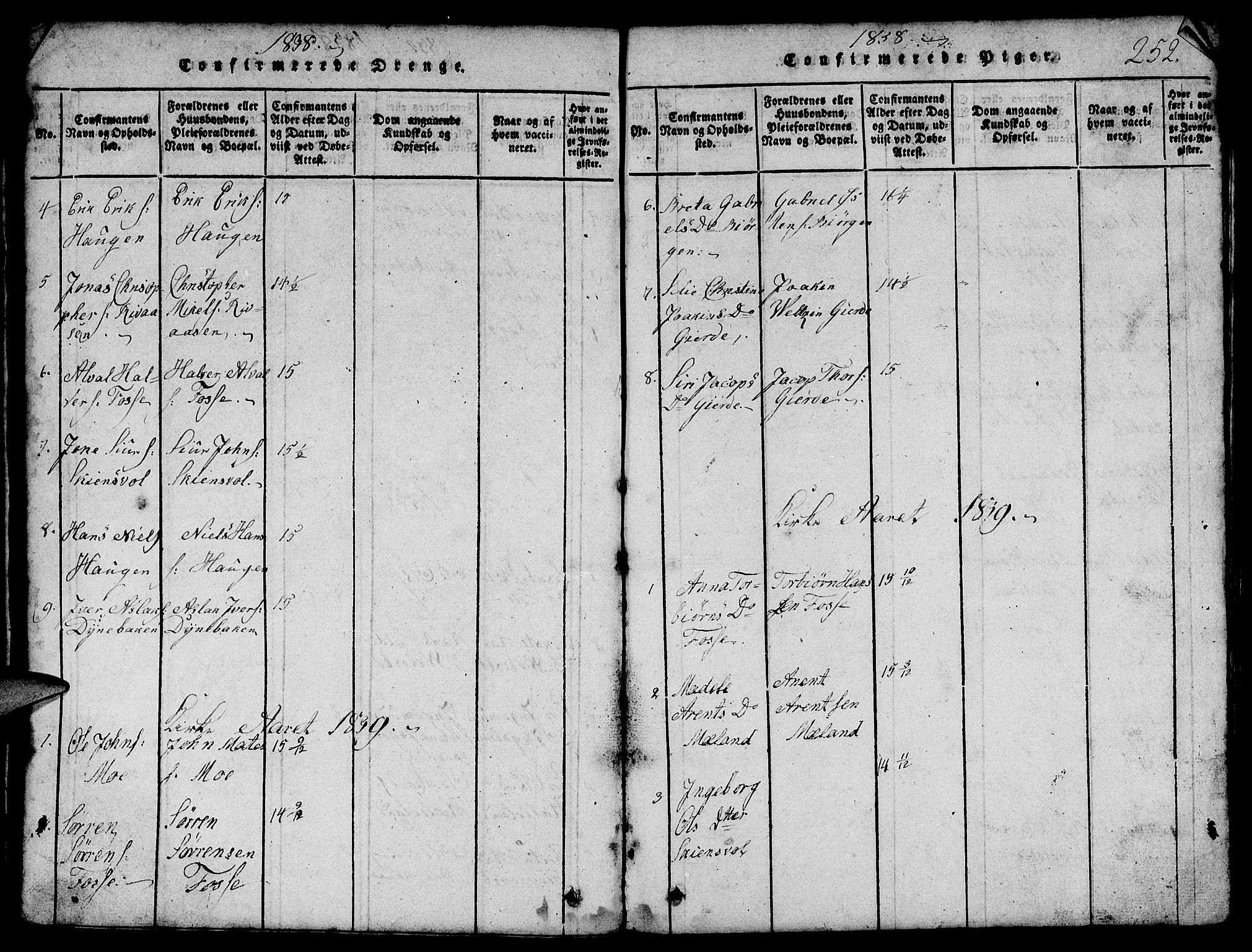 Etne sokneprestembete, SAB/A-75001/H/Hab: Parish register (copy) no. B 1, 1815-1850, p. 252