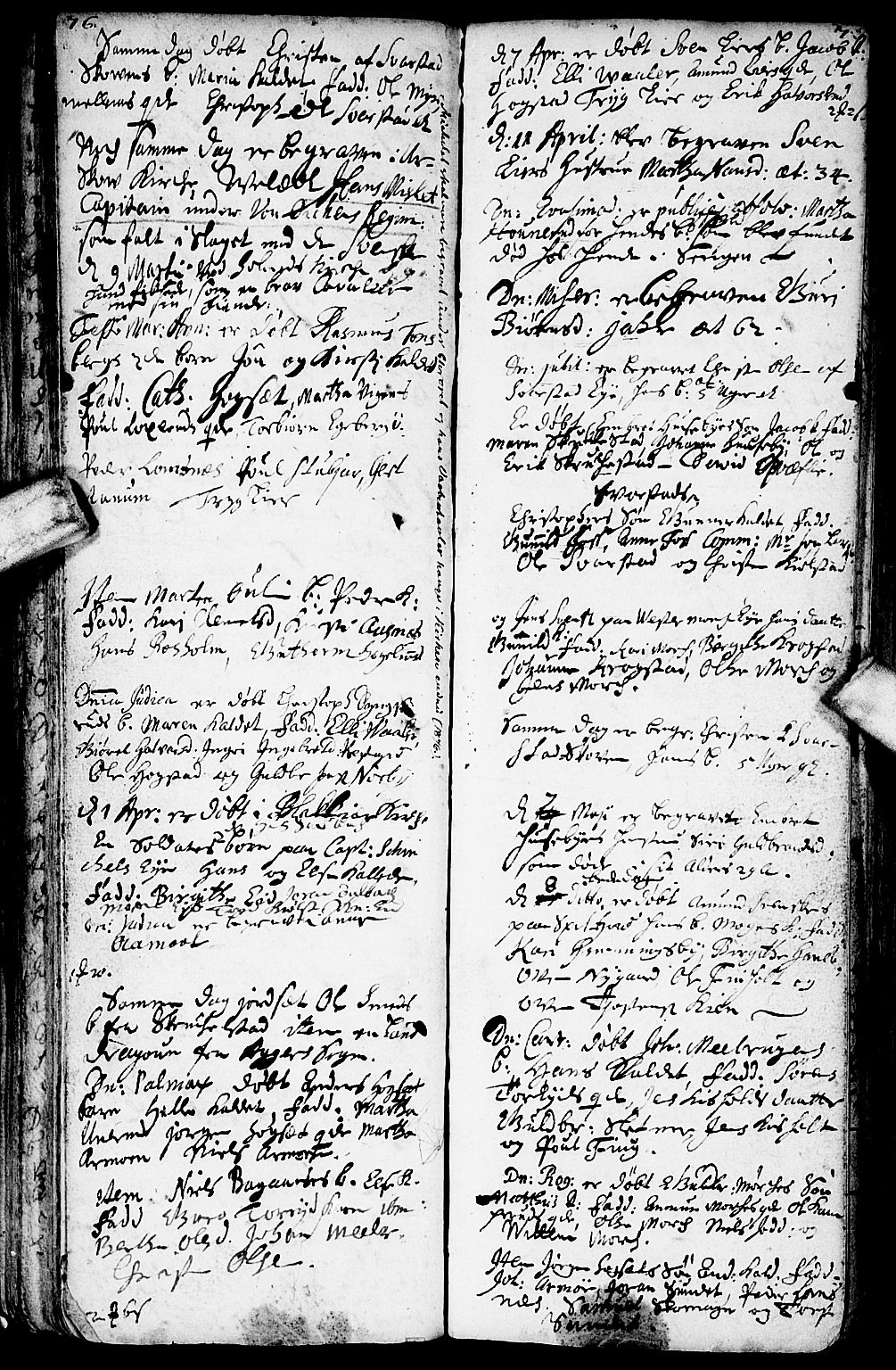 Aurskog prestekontor Kirkebøker, SAO/A-10304a/F/Fa/L0001: Parish register (official) no. I 1, 1707-1735, p. 76-77