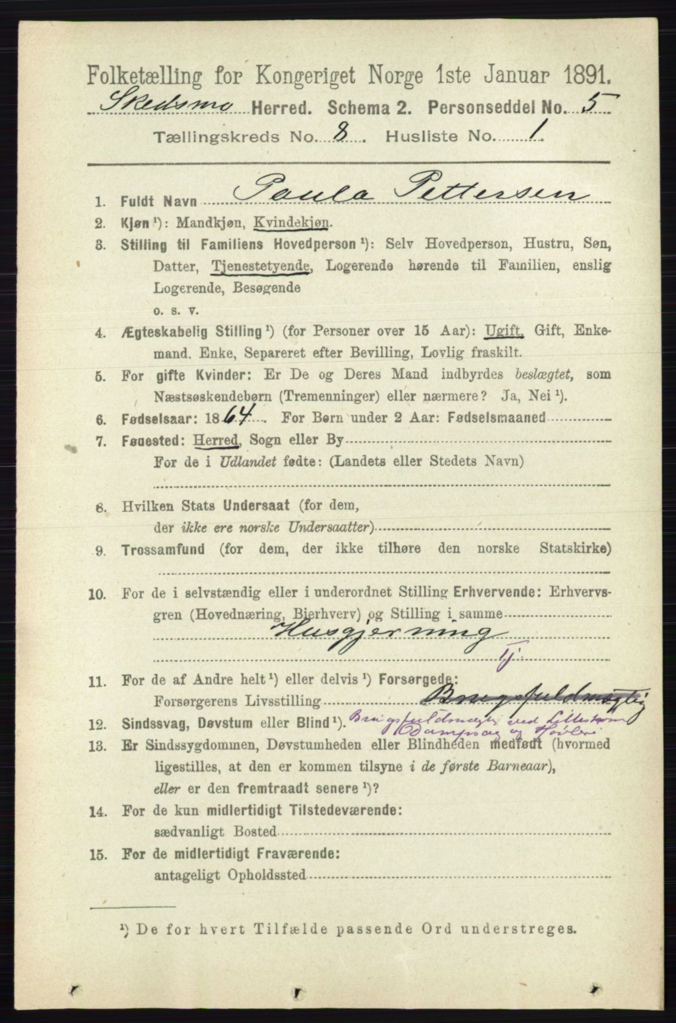 RA, 1891 census for 0231 Skedsmo, 1891, p. 3923