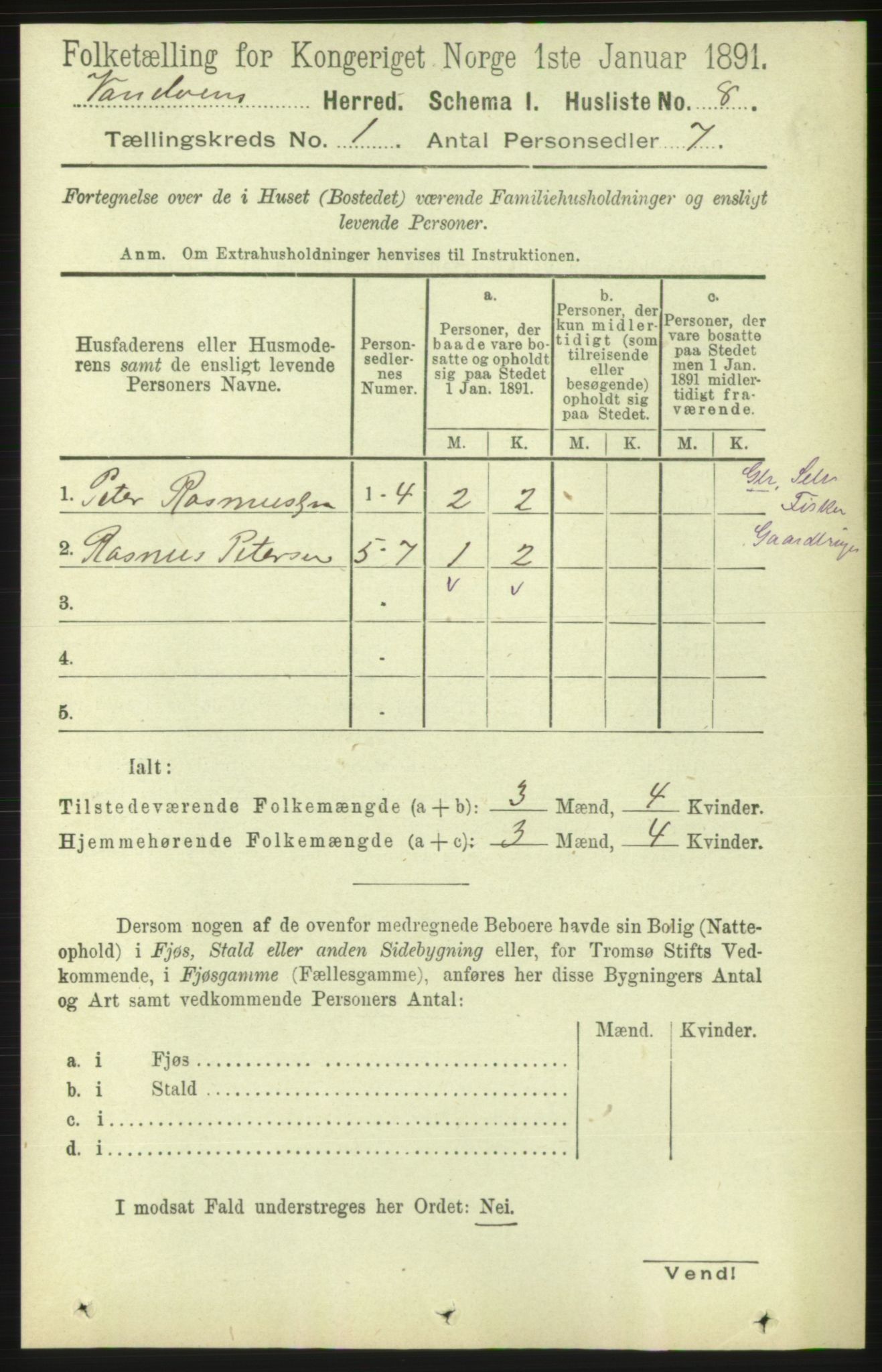 RA, 1891 census for 1511 Vanylven, 1891, p. 28