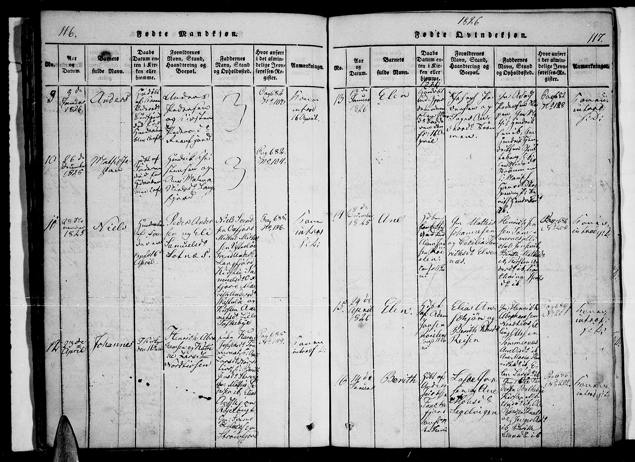 Skjervøy sokneprestkontor, AV/SATØ-S-1300/H/Ha/Haa/L0004kirke: Parish register (official) no. 4, 1820-1838, p. 116-117