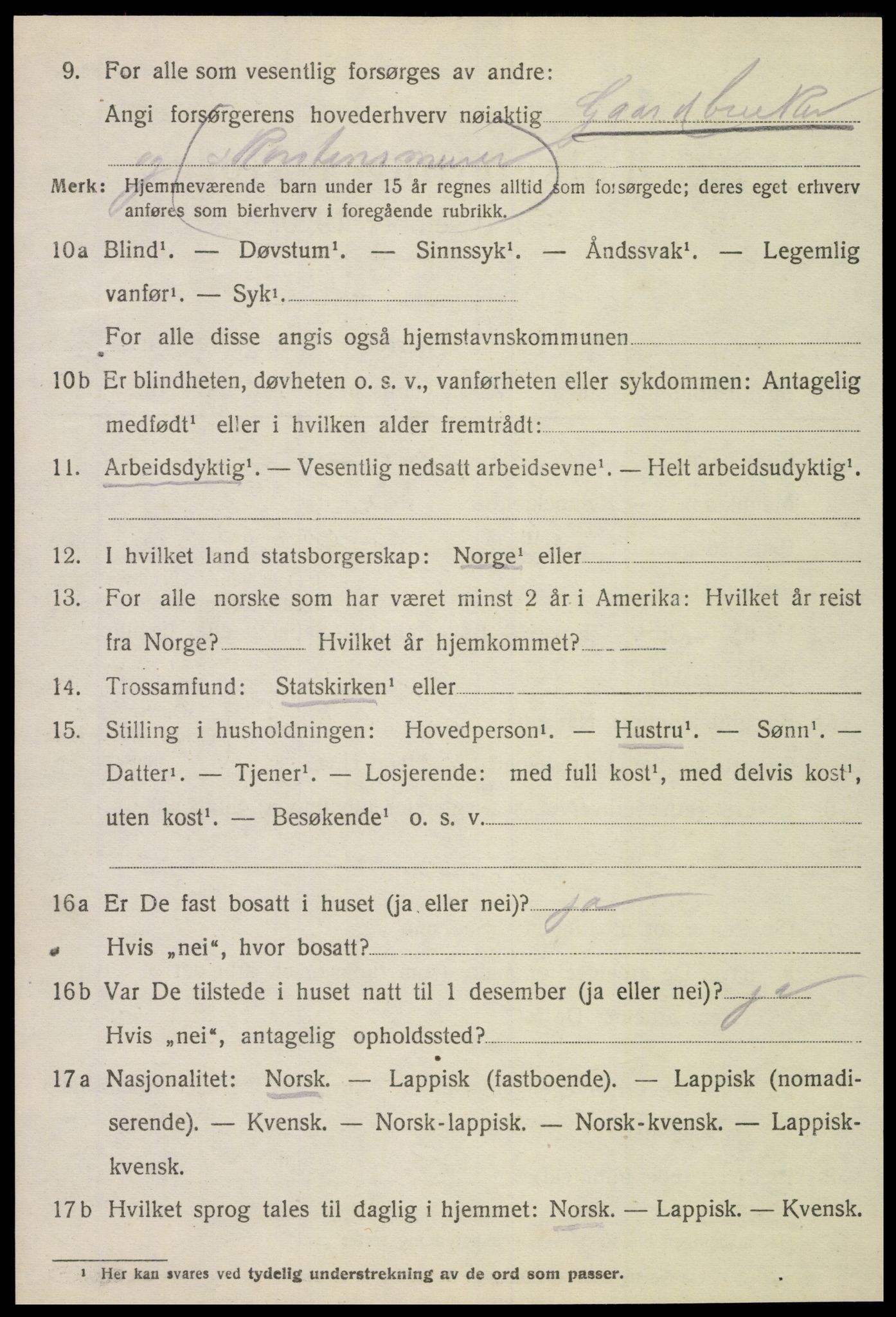 SAT, 1920 census for Verdal, 1920, p. 6702