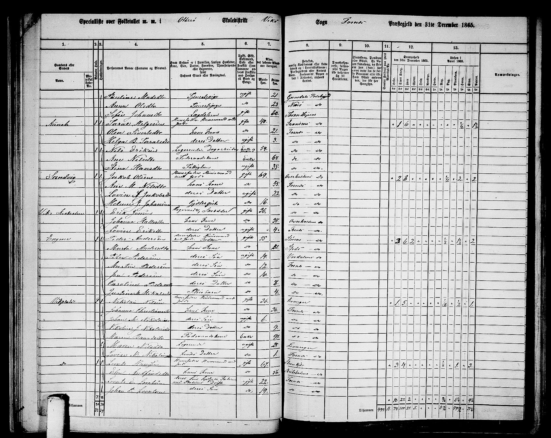 RA, 1865 census for Fosnes, 1865, p. 34