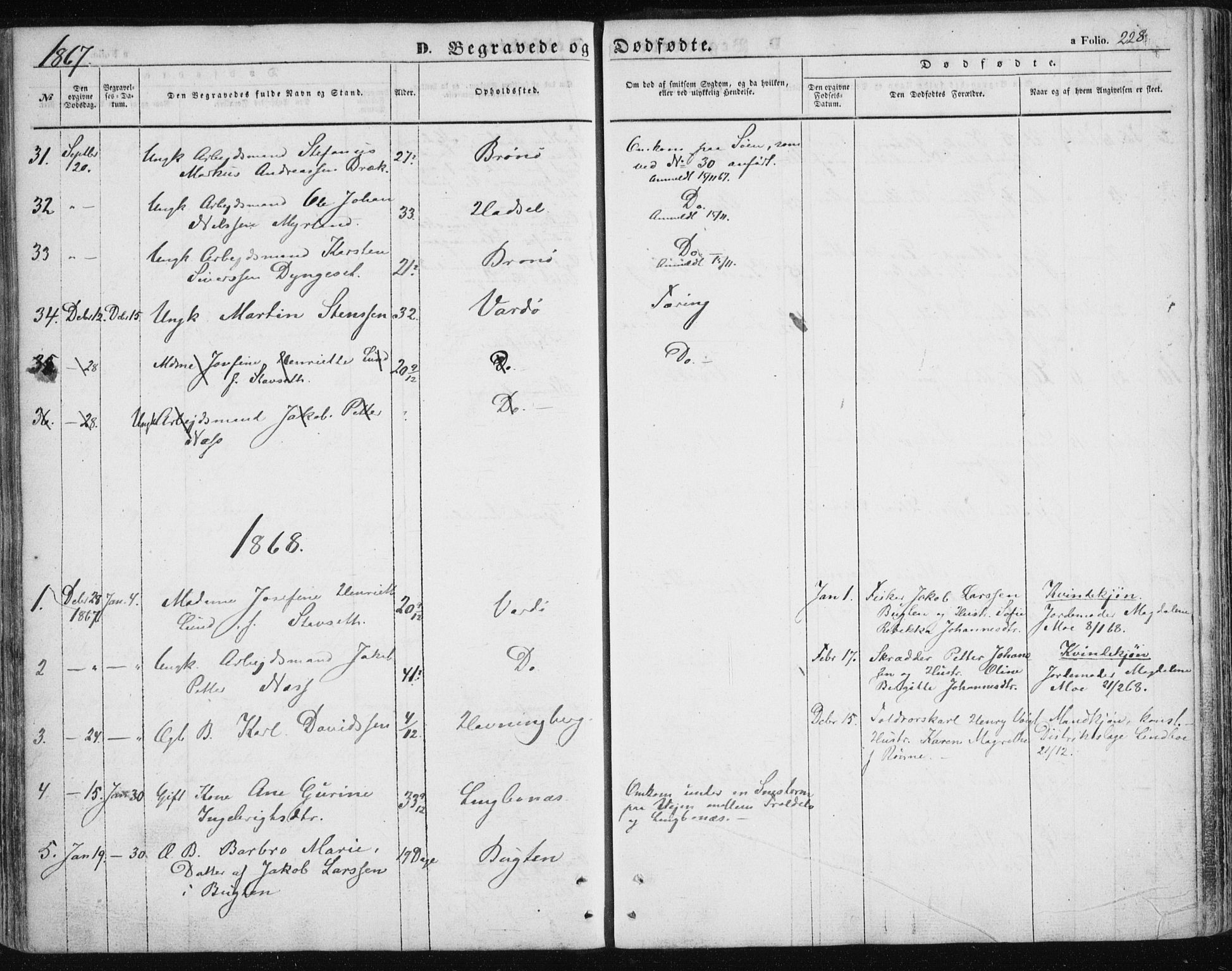 Vardø sokneprestkontor, SATØ/S-1332/H/Ha/L0004kirke: Parish register (official) no. 4, 1862-1871, p. 228