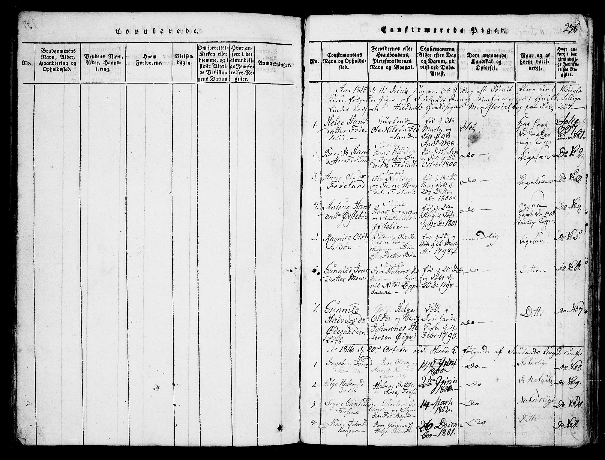 Hjartdal kirkebøker, SAKO/A-270/F/Fb/L0001: Parish register (official) no. II 1, 1815-1843, p. 238