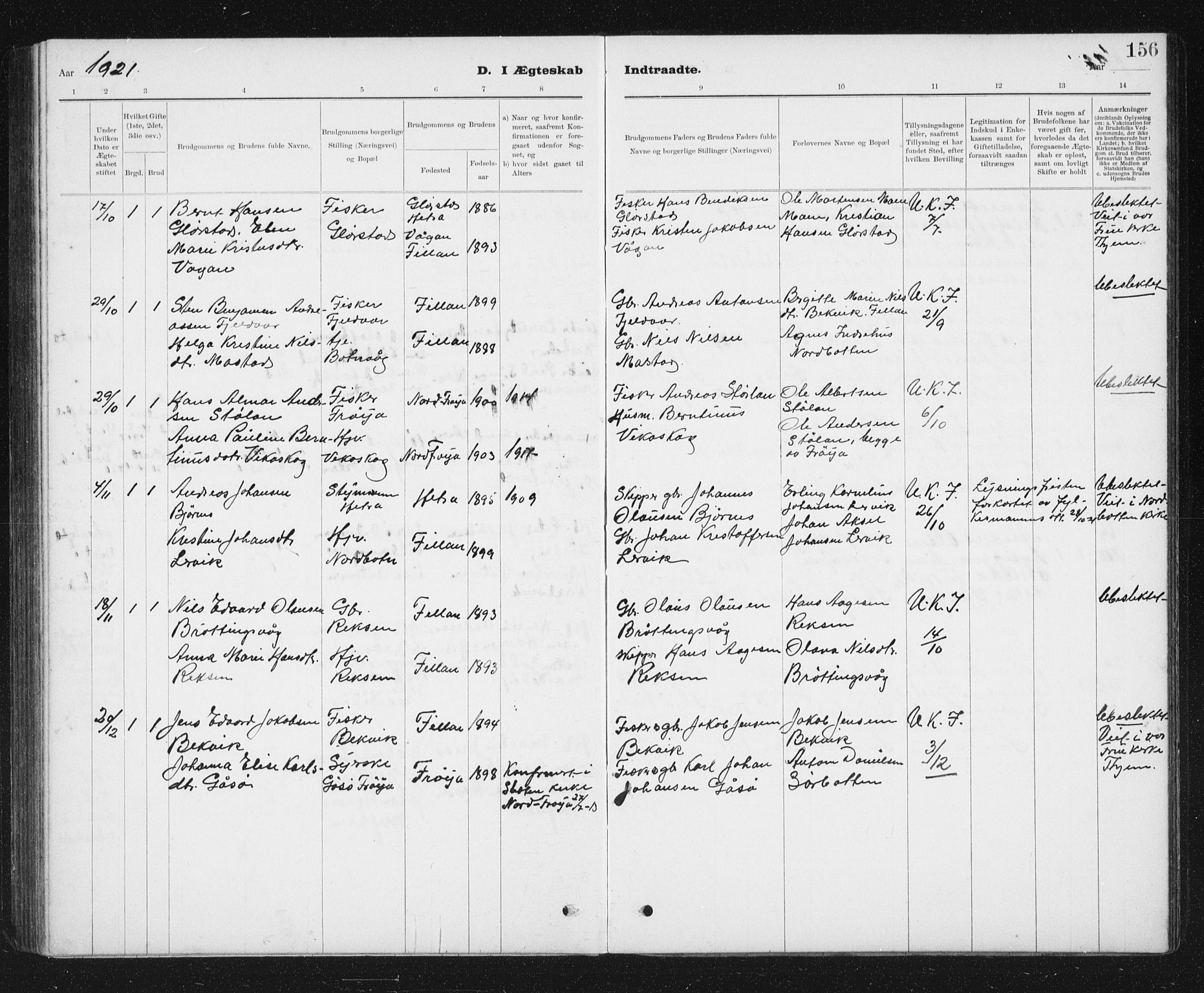 Ministerialprotokoller, klokkerbøker og fødselsregistre - Sør-Trøndelag, SAT/A-1456/637/L0563: Parish register (copy) no. 637C04, 1899-1940, p. 156