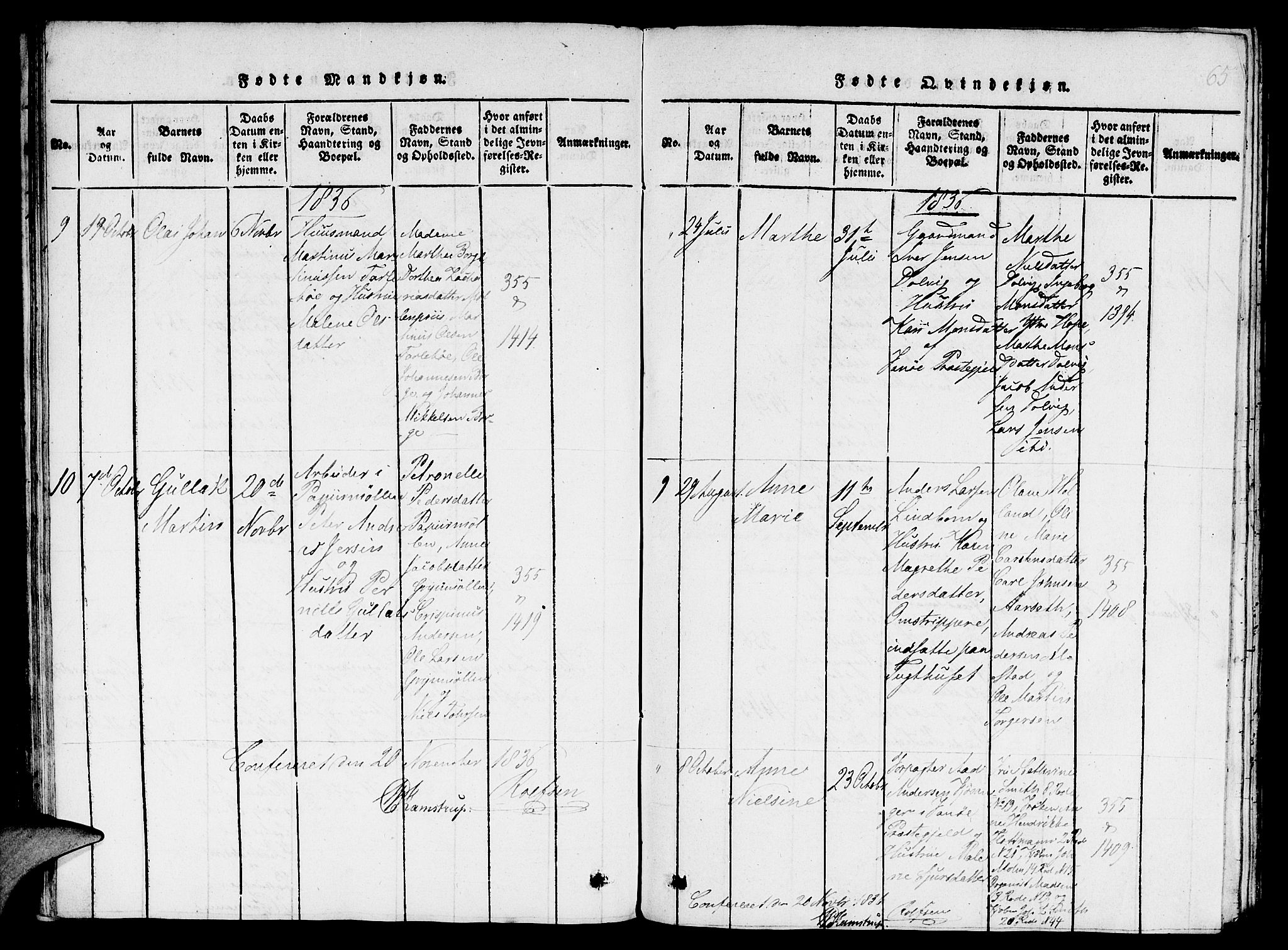 St. Jørgens hospital og Årstad sokneprestembete, AV/SAB-A-99934: Parish register (copy) no. A 1, 1816-1843, p. 65