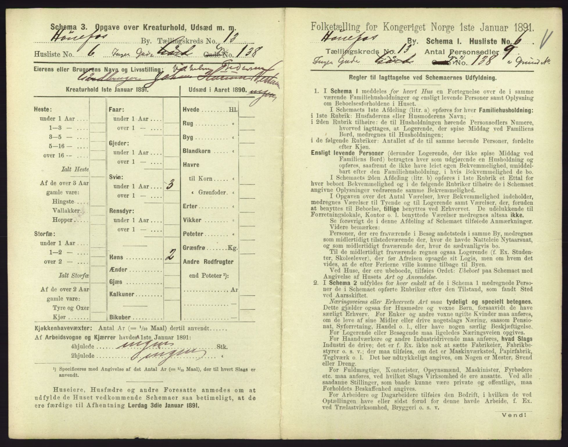 RA, 1891 census for 0601 Hønefoss, 1891, p. 299