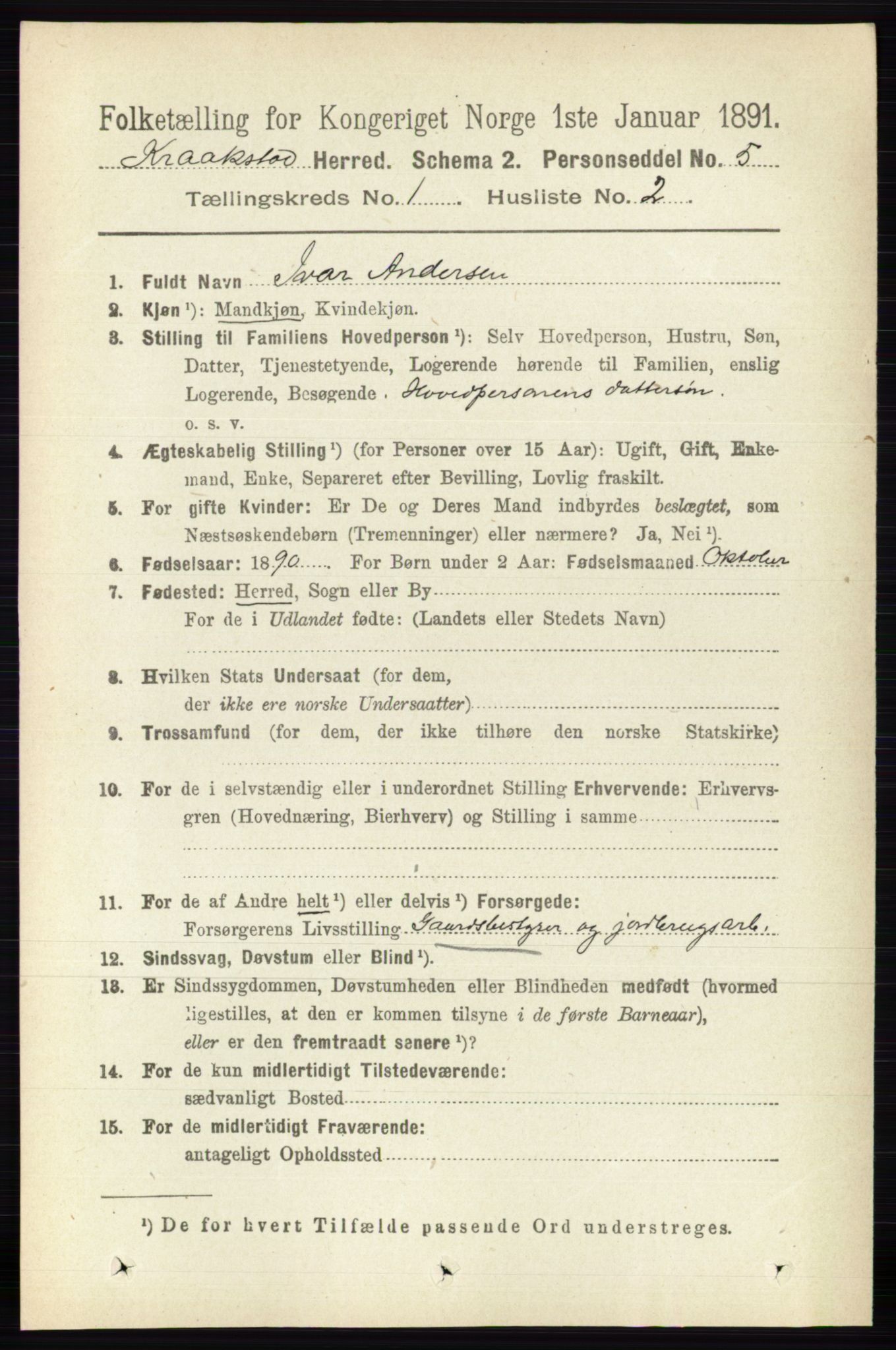 RA, 1891 census for 0212 Kråkstad, 1891, p. 126