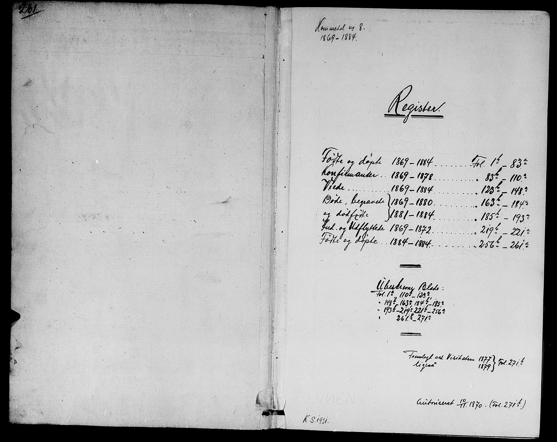 Hommedal sokneprestkontor, AV/SAK-1111-0023/F/Fb/Fbb/L0006: Parish register (copy) no. B 6, 1869-1884