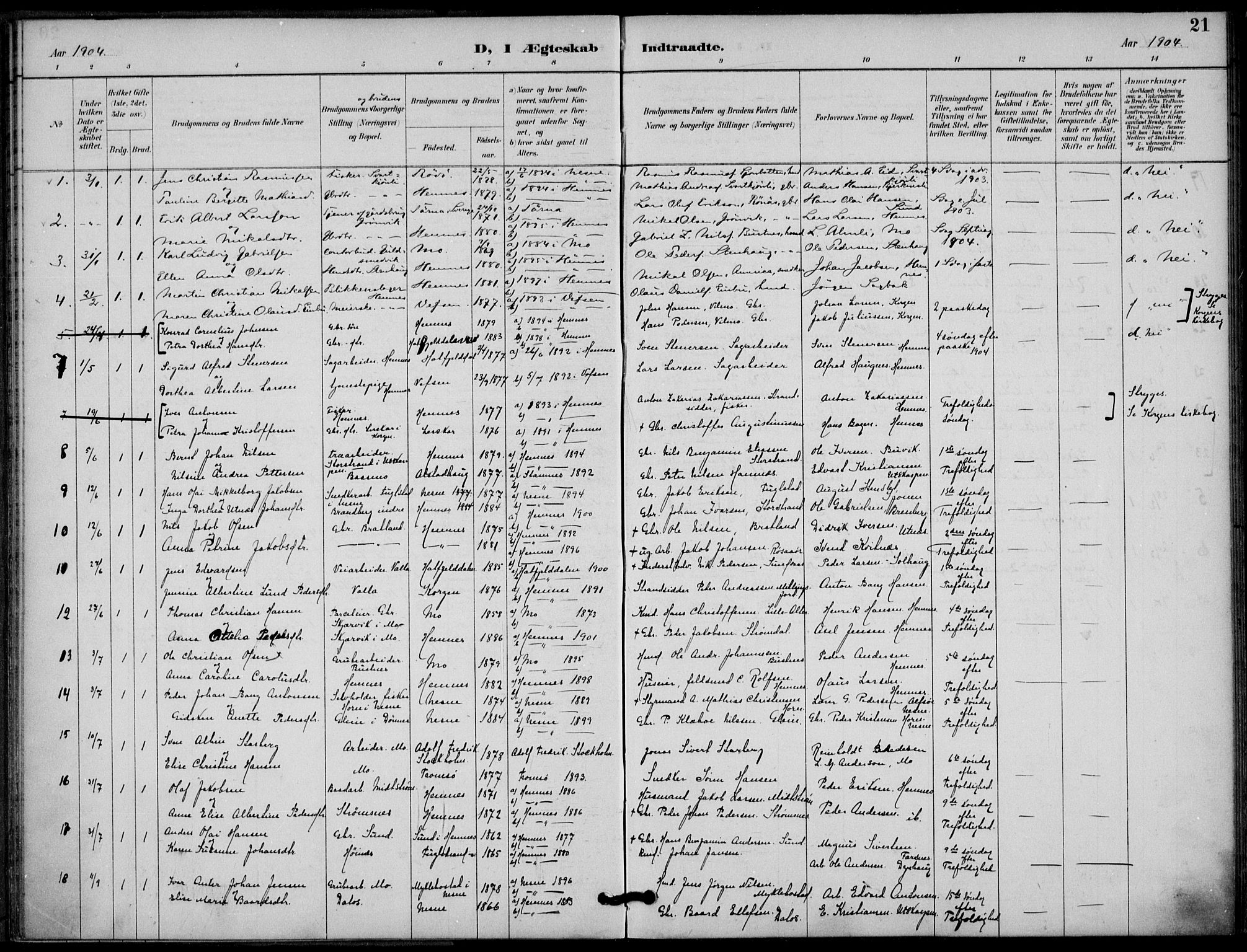 Ministerialprotokoller, klokkerbøker og fødselsregistre - Nordland, SAT/A-1459/825/L0363: Parish register (official) no. 825A17, 1890-1909, p. 21
