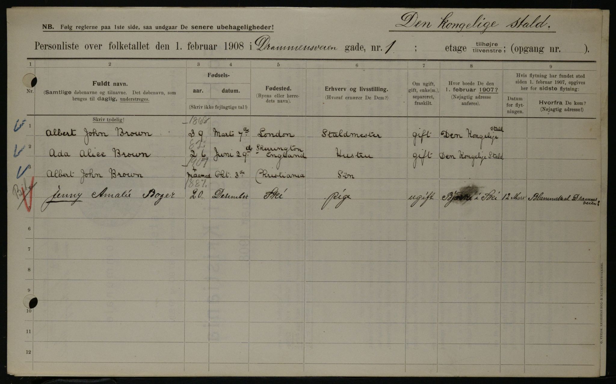 OBA, Municipal Census 1908 for Kristiania, 1908, p. 15082