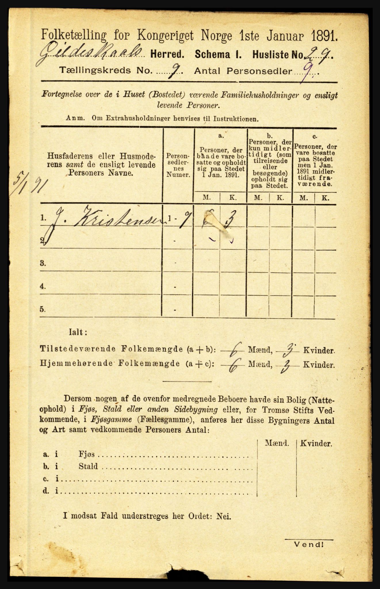 RA, 1891 census for 1838 Gildeskål, 1891, p. 2746