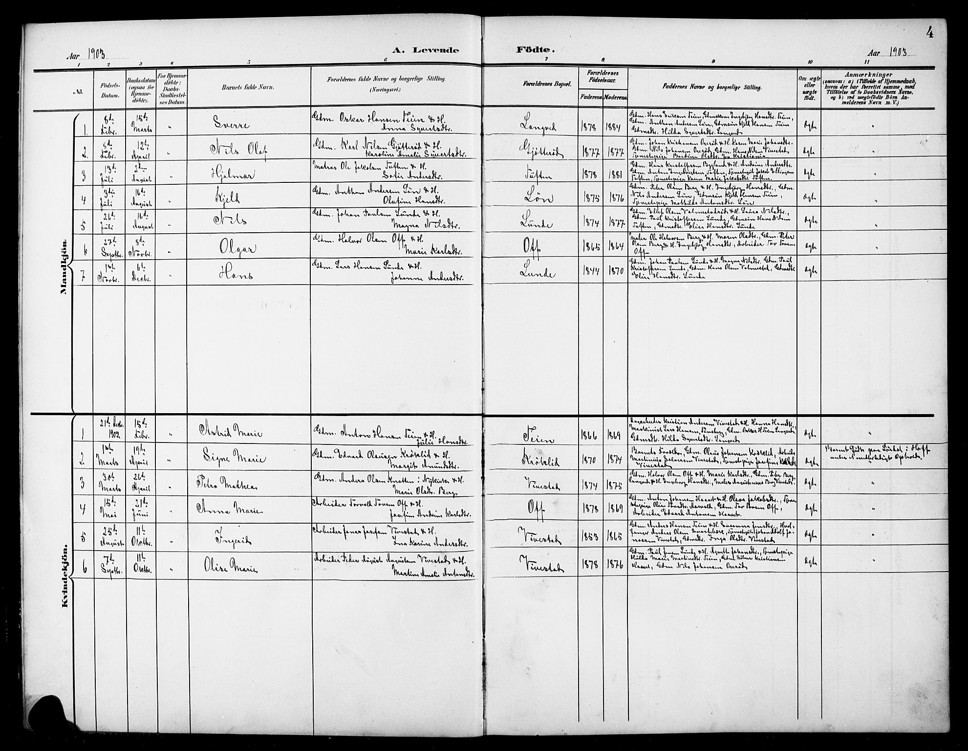 Ramnes kirkebøker, SAKO/A-314/G/Gc/L0002: Parish register (copy) no. III 2, 1903-1924, p. 4