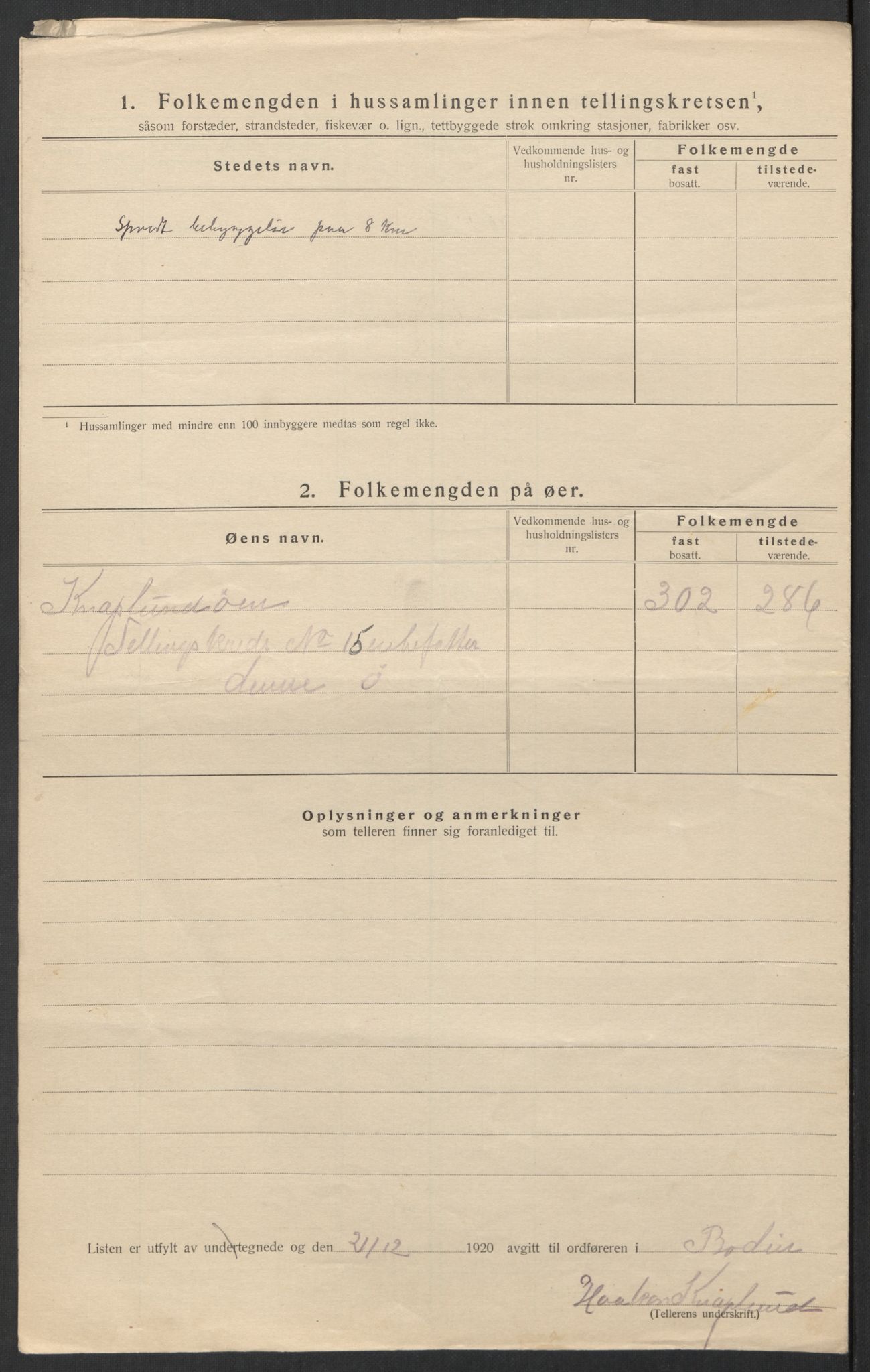 SAT, 1920 census for Bodin, 1920, p. 58