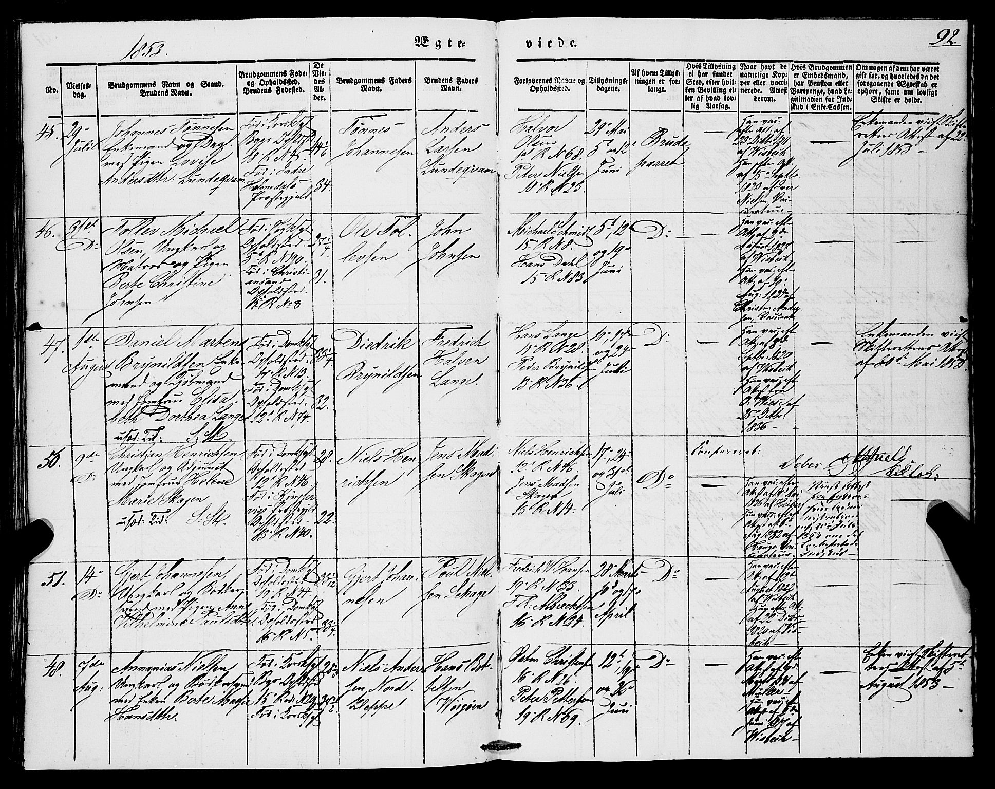 Domkirken sokneprestembete, SAB/A-74801/H/Haa/L0033: Parish register (official) no. D 1, 1841-1853, p. 92