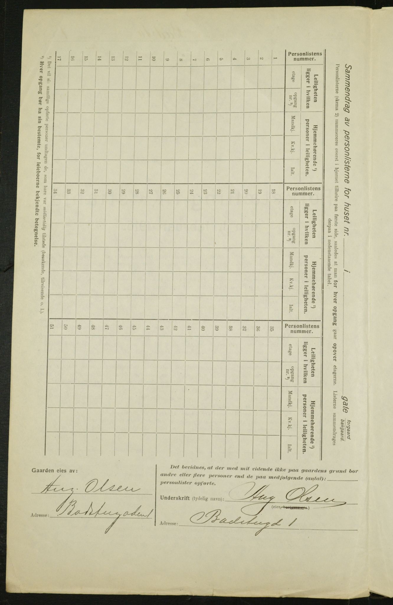 OBA, Municipal Census 1916 for Kristiania, 1916, p. 2722