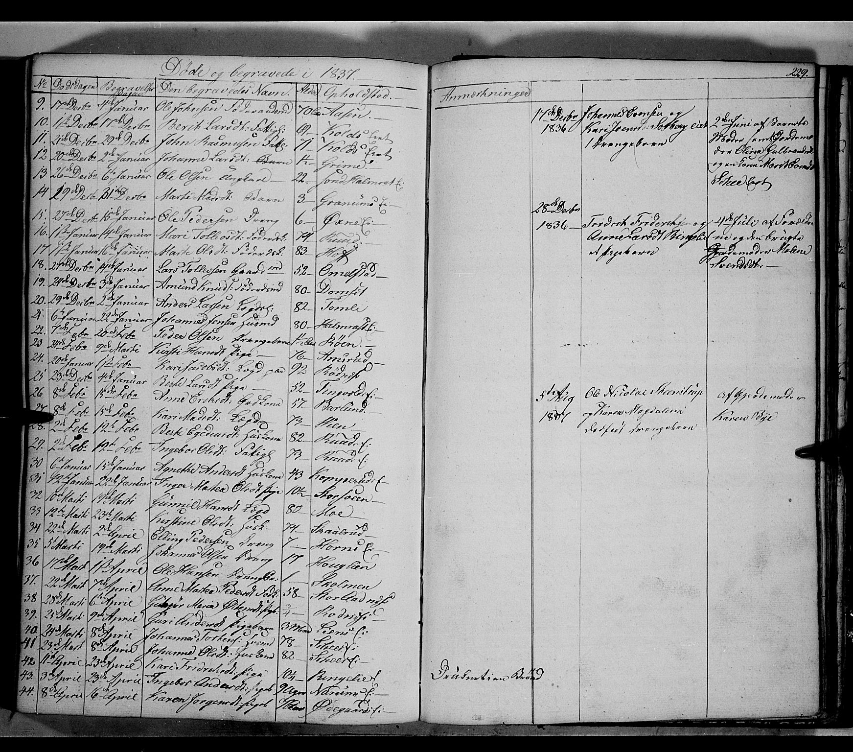 Land prestekontor, AV/SAH-PREST-120/H/Ha/Hab/L0002: Parish register (copy) no. 2, 1833-1849, p. 229