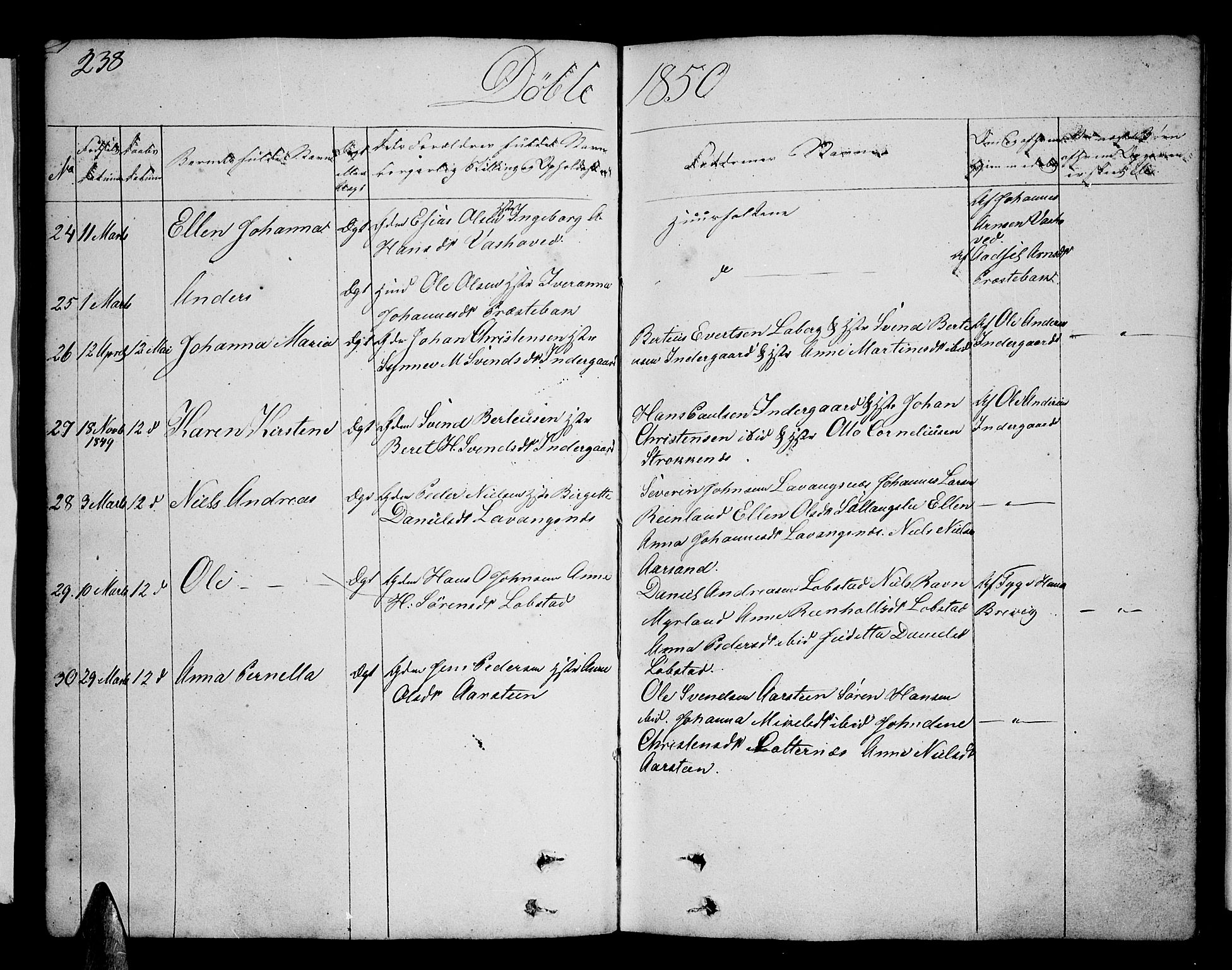 Ibestad sokneprestembete, AV/SATØ-S-0077/H/Ha/Hab/L0003klokker: Parish register (copy) no. 3, 1833-1852, p. 238