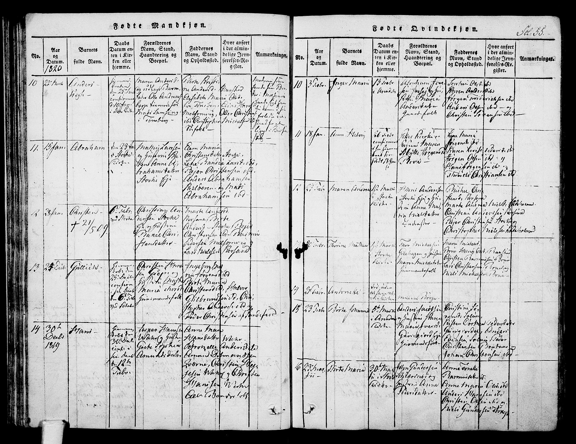 Stokke kirkebøker, AV/SAKO-A-320/F/Fa/L0005: Parish register (official) no. I 5, 1815-1826, p. 55