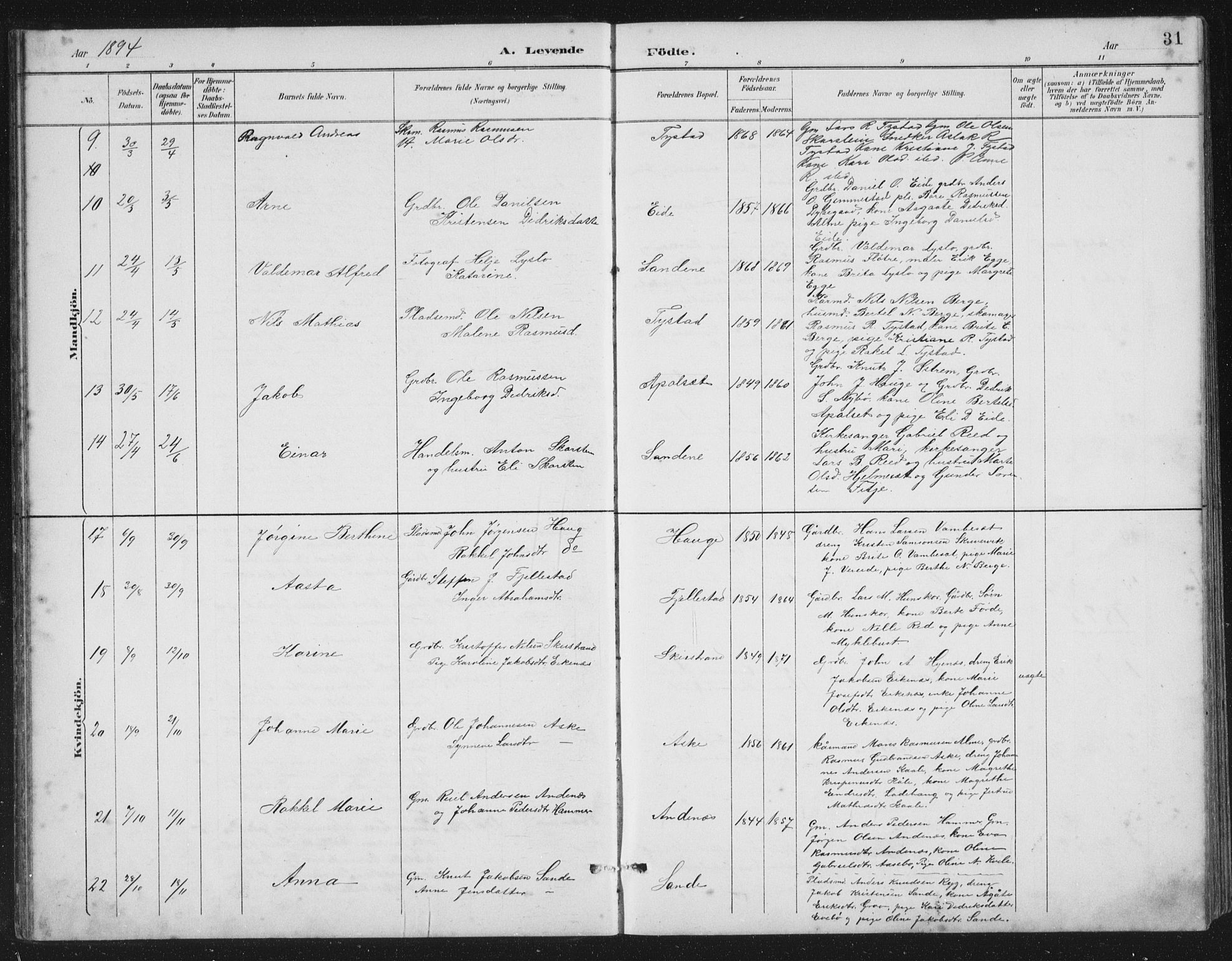 Gloppen sokneprestembete, SAB/A-80101/H/Hab/Habb/L0002: Parish register (copy) no. B 2, 1889-1909, p. 31