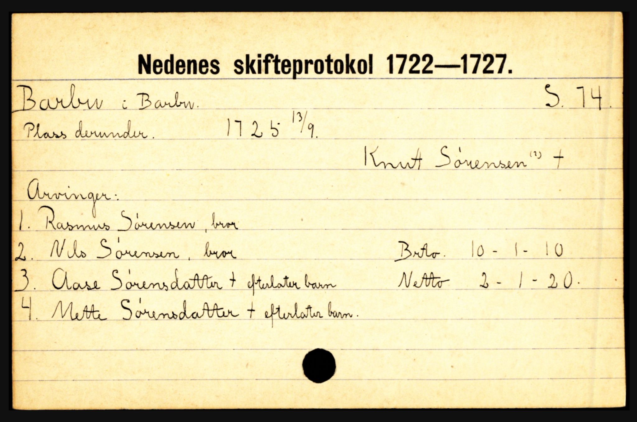 Nedenes sorenskriveri før 1824, AV/SAK-1221-0007/H, p. 1593