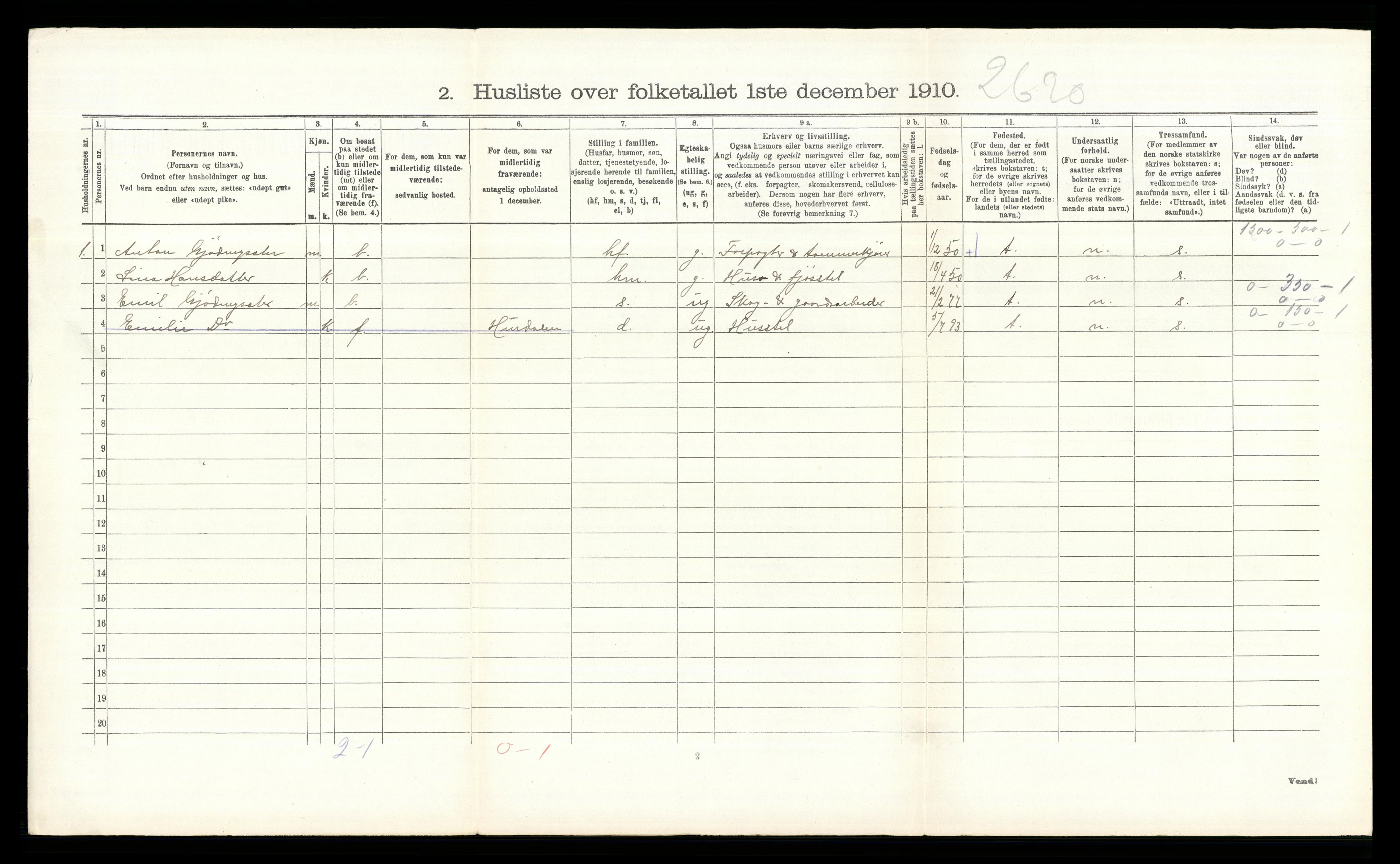 RA, 1910 census for Hurdal, 1910, p. 375