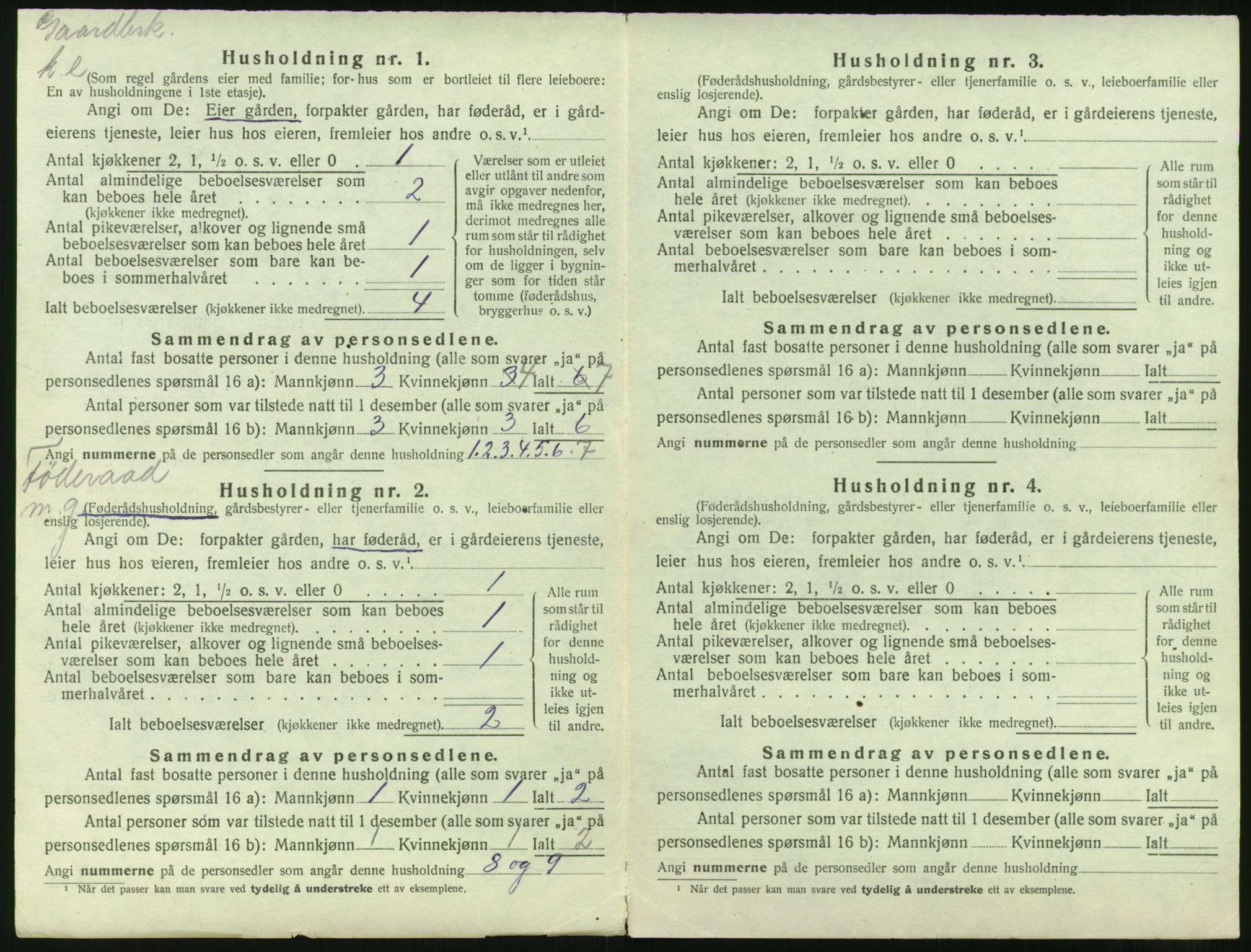 SAST, 1920 census for Sauda, 1920, p. 43