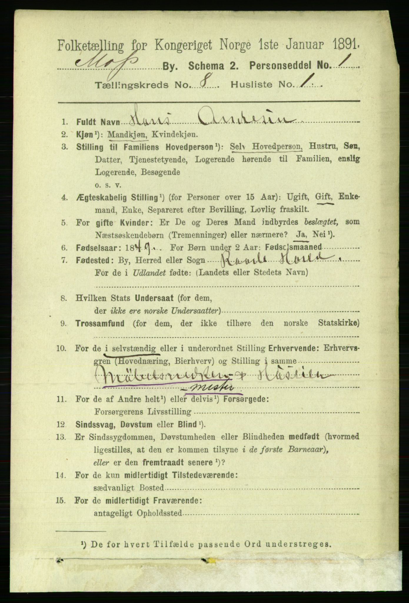 RA, 1891 census for 0104 Moss, 1891, p. 4714