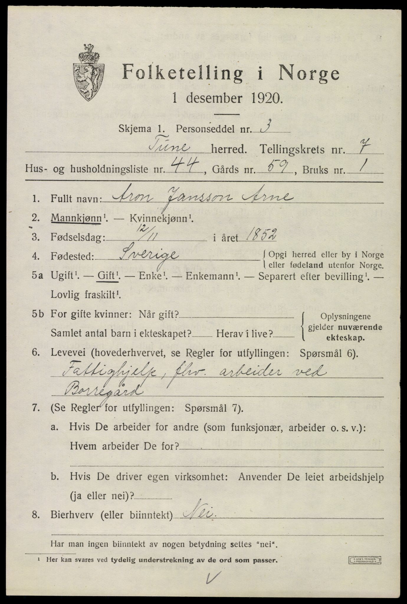 SAO, 1920 census for Tune, 1920, p. 6680