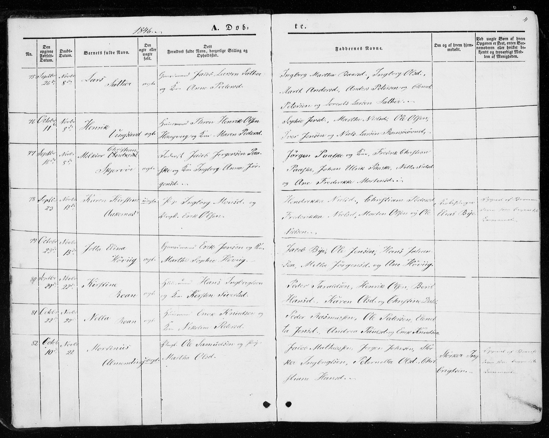 Ministerialprotokoller, klokkerbøker og fødselsregistre - Sør-Trøndelag, SAT/A-1456/657/L0704: Parish register (official) no. 657A05, 1846-1857, p. 4